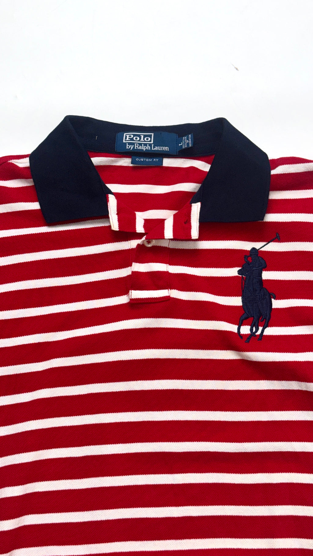 2000s Ralph Lauren Red Striped Polo tee