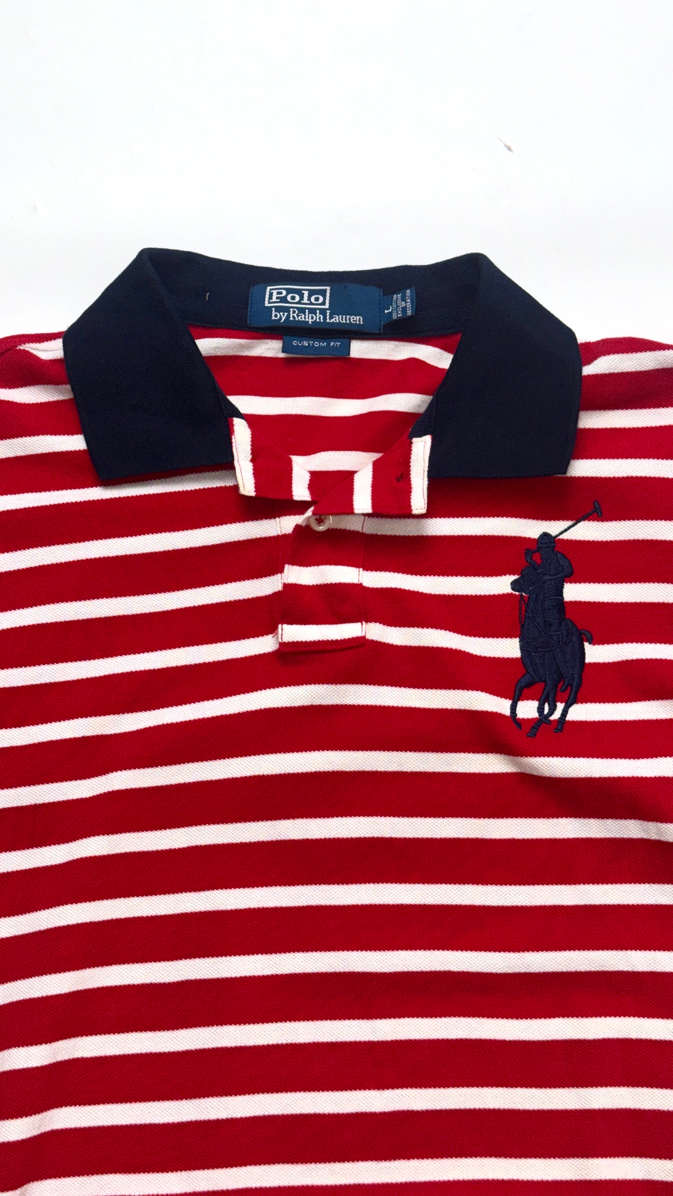 2000s Ralph Lauren Red Striped Polo tee