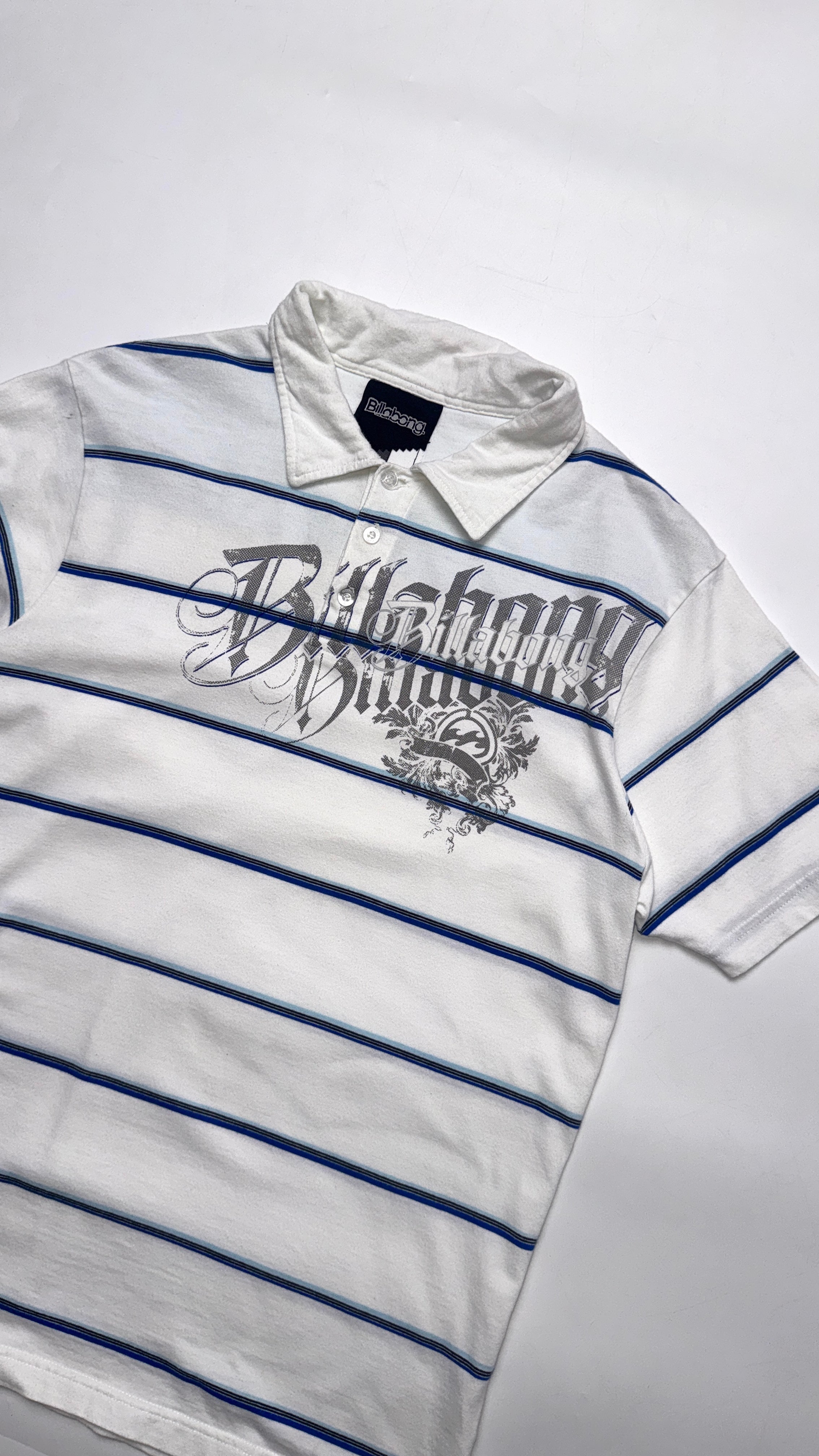 Y2k Billabong Striped Polo T Shirt