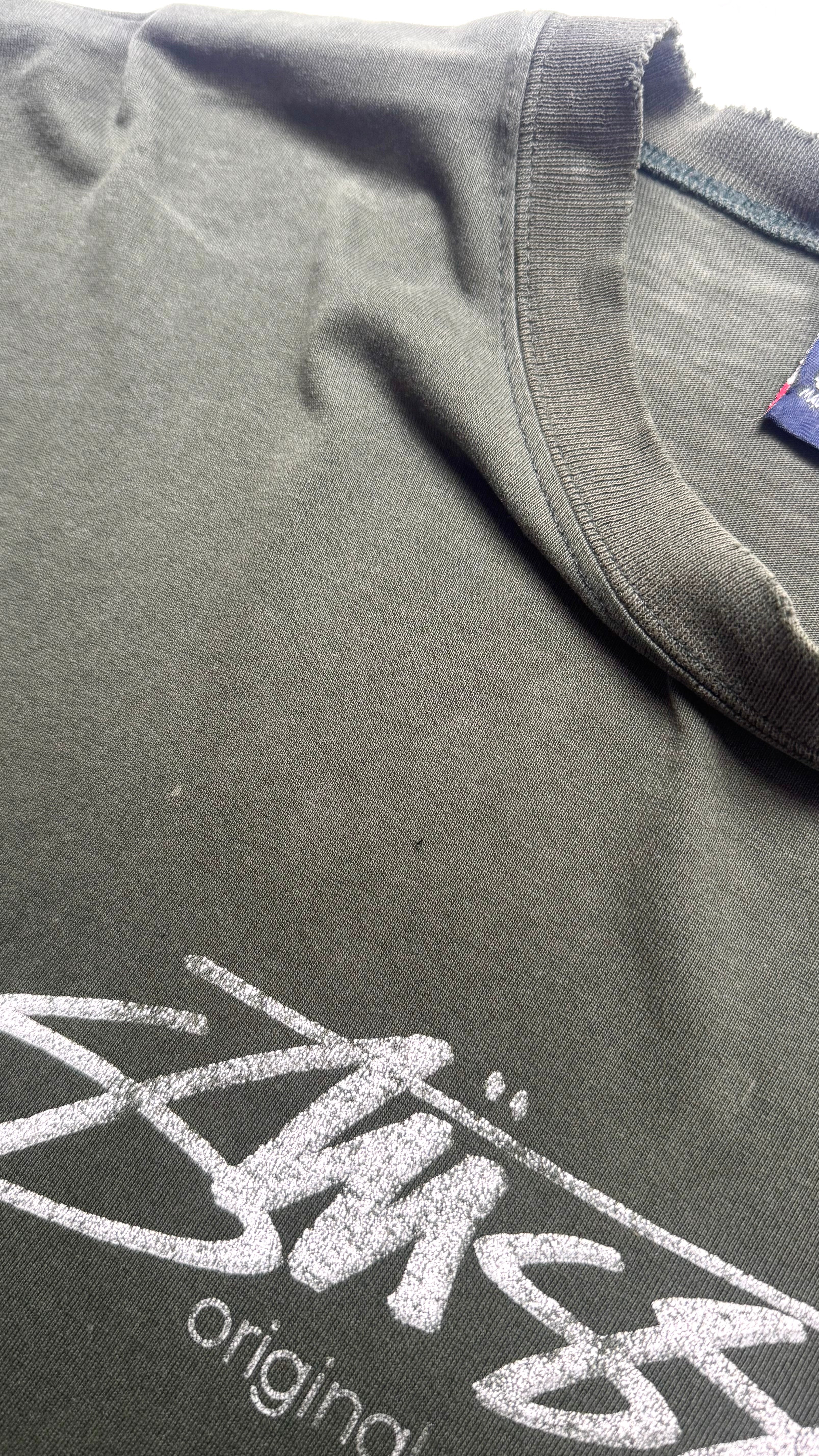 Vintage 90s Faded/Thrashed Dark Green Stussy T shirt