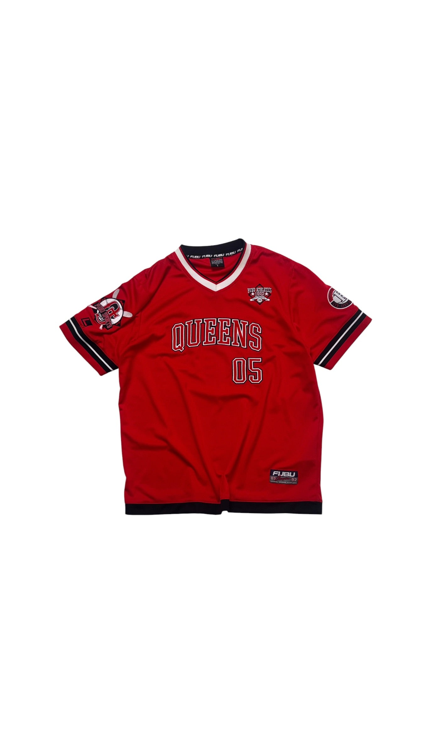 2000s FUBU Red Jersey “QUEENS”