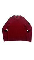 SS06 Vintage Stone Island V-Neck Burgundy Red Knitted Sweater