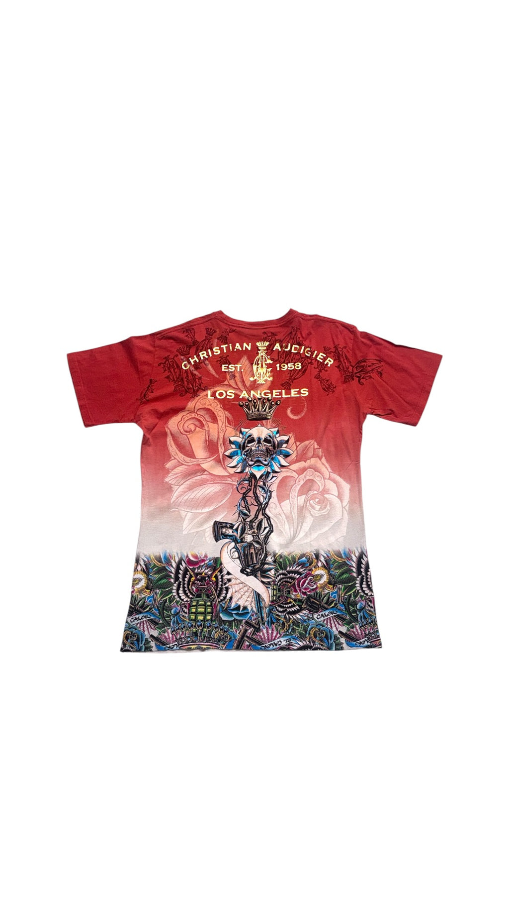 Y2K Christian Audigier All over print T shirt