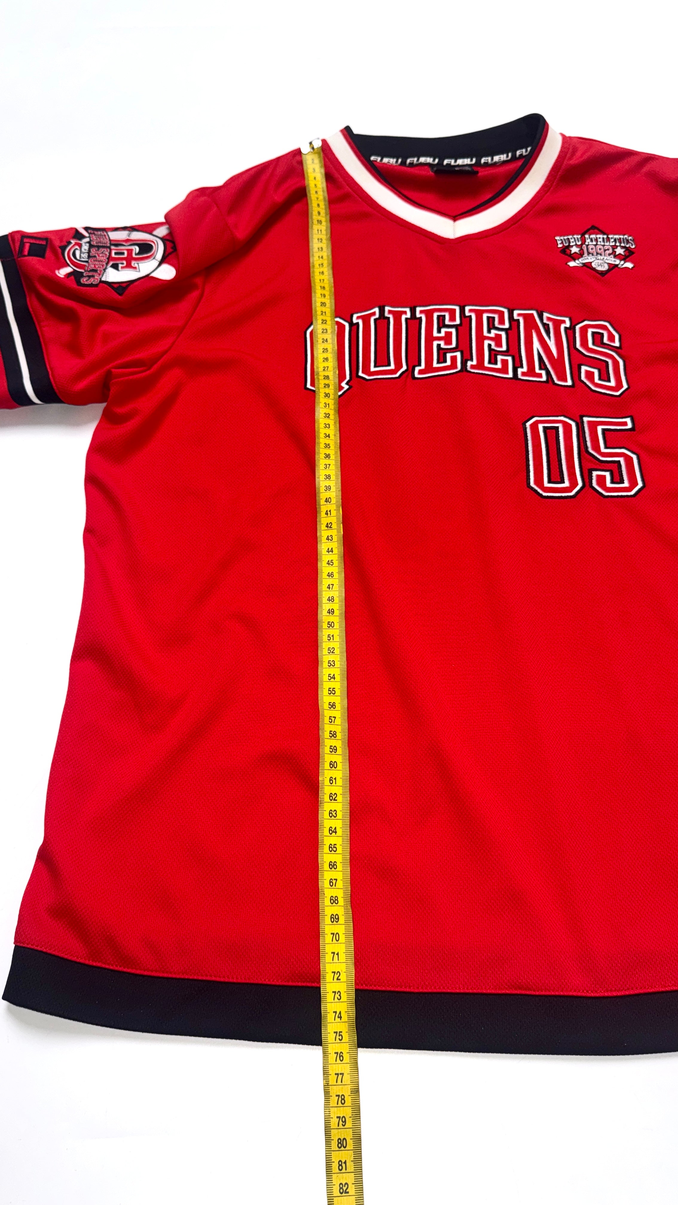 2000s FUBU Red Jersey “QUEENS”