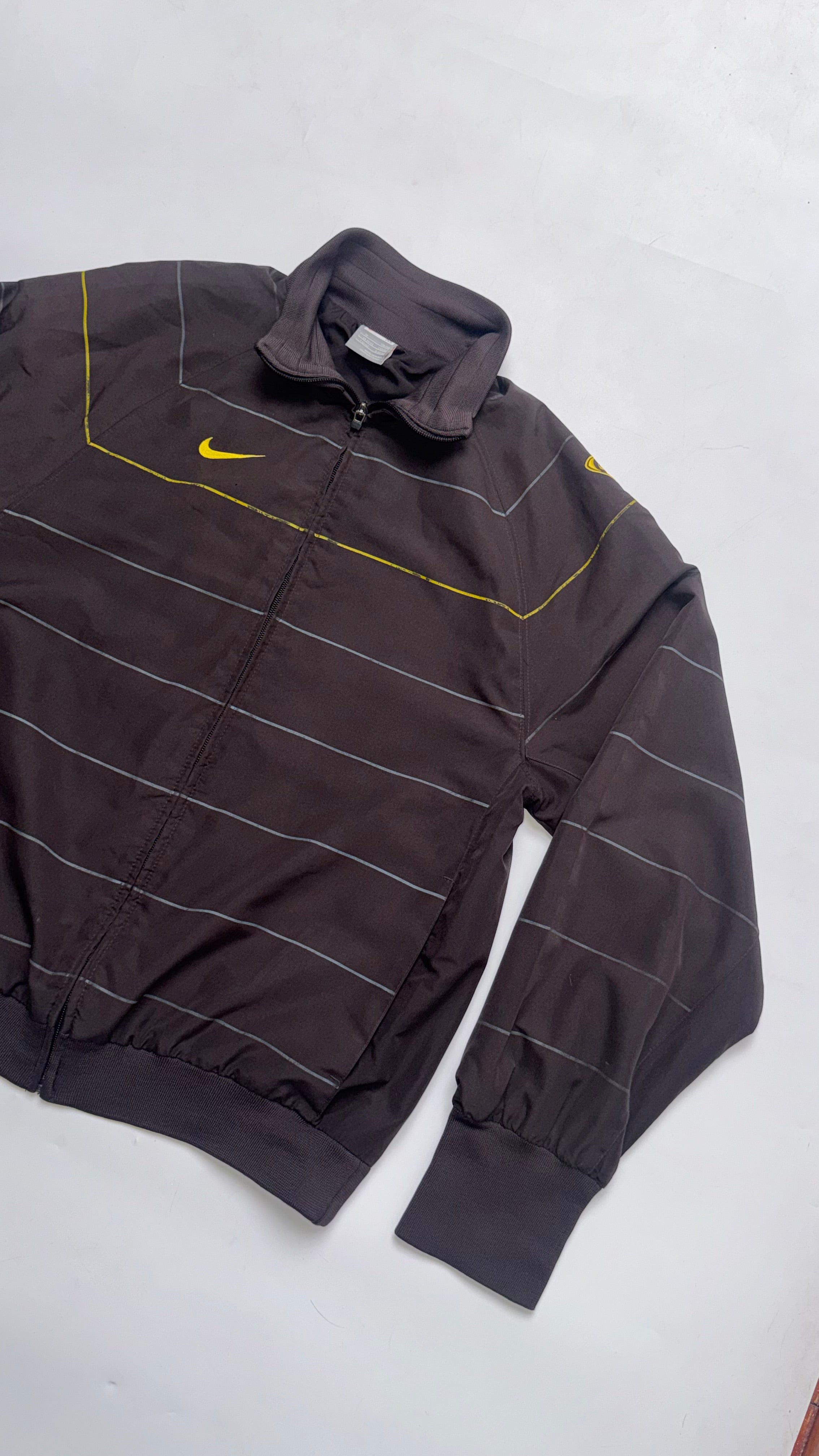 2000s Nike Brown Striped Track Jacket