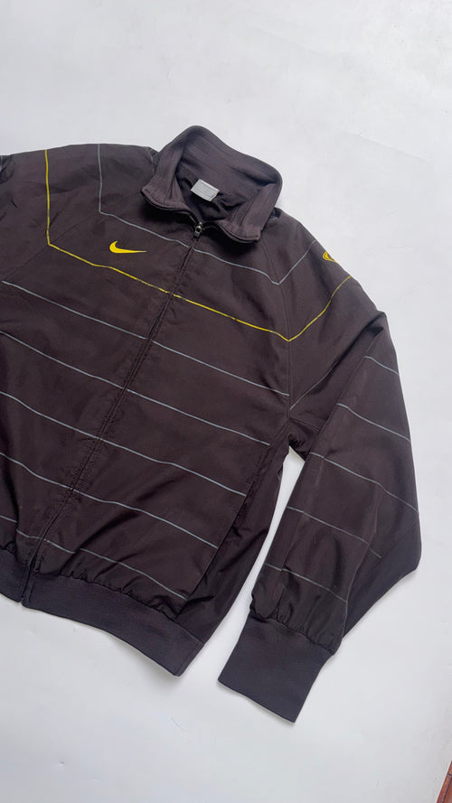 2000s Nike Brown Striped Track Jacket