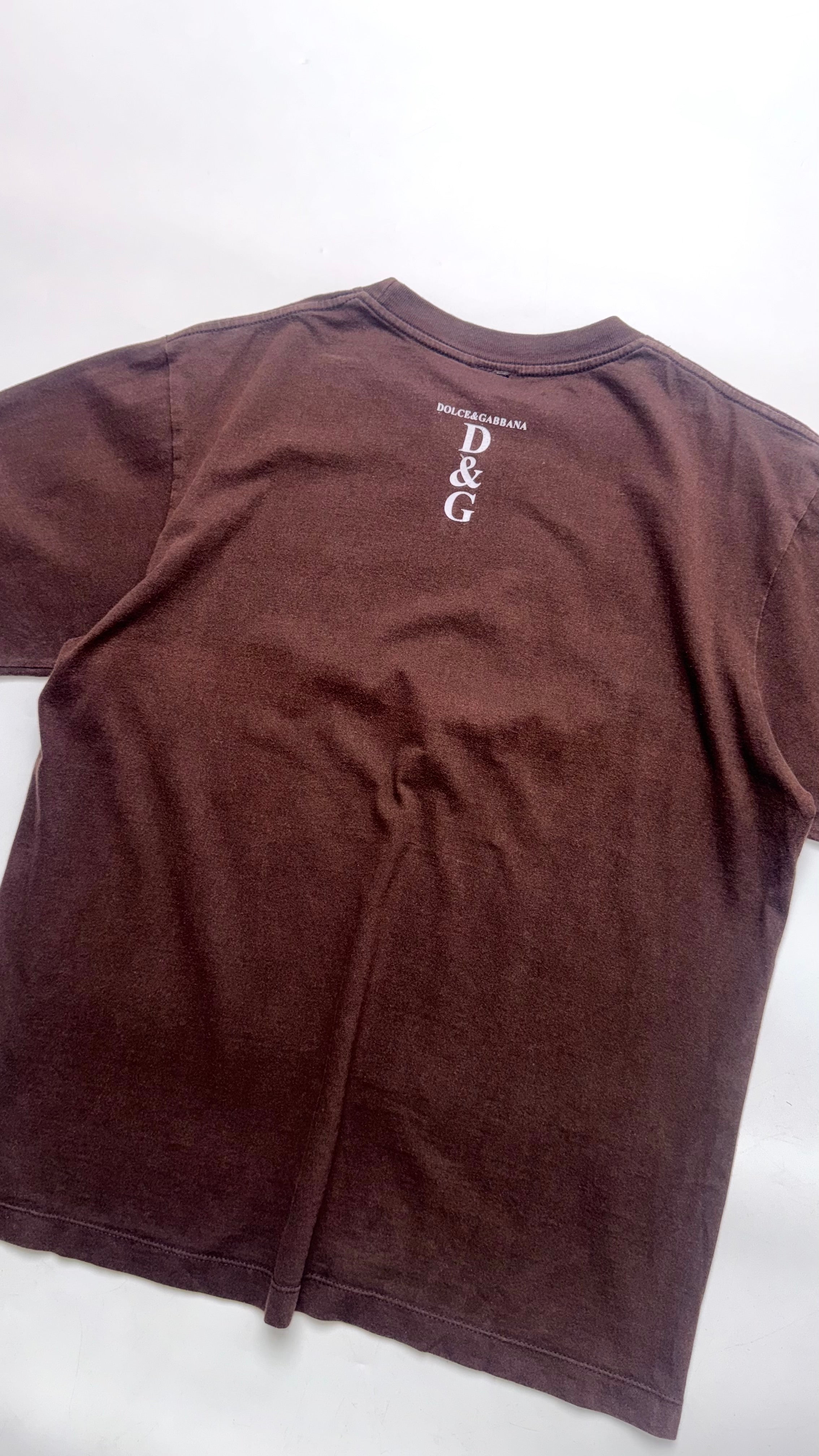 90s Dolce & Gabbana Brown Graphic T Shirt