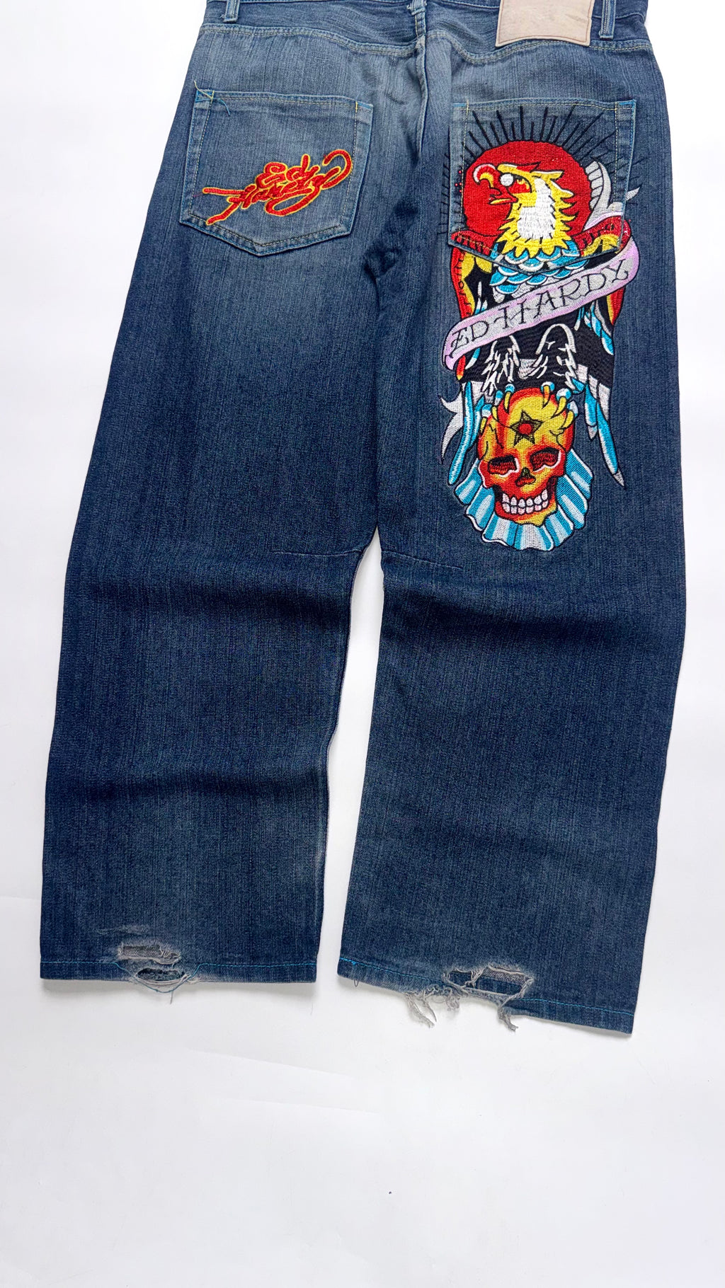 2000s Ed Hardy Dragon Embroidered Denim Baggy Jeans
