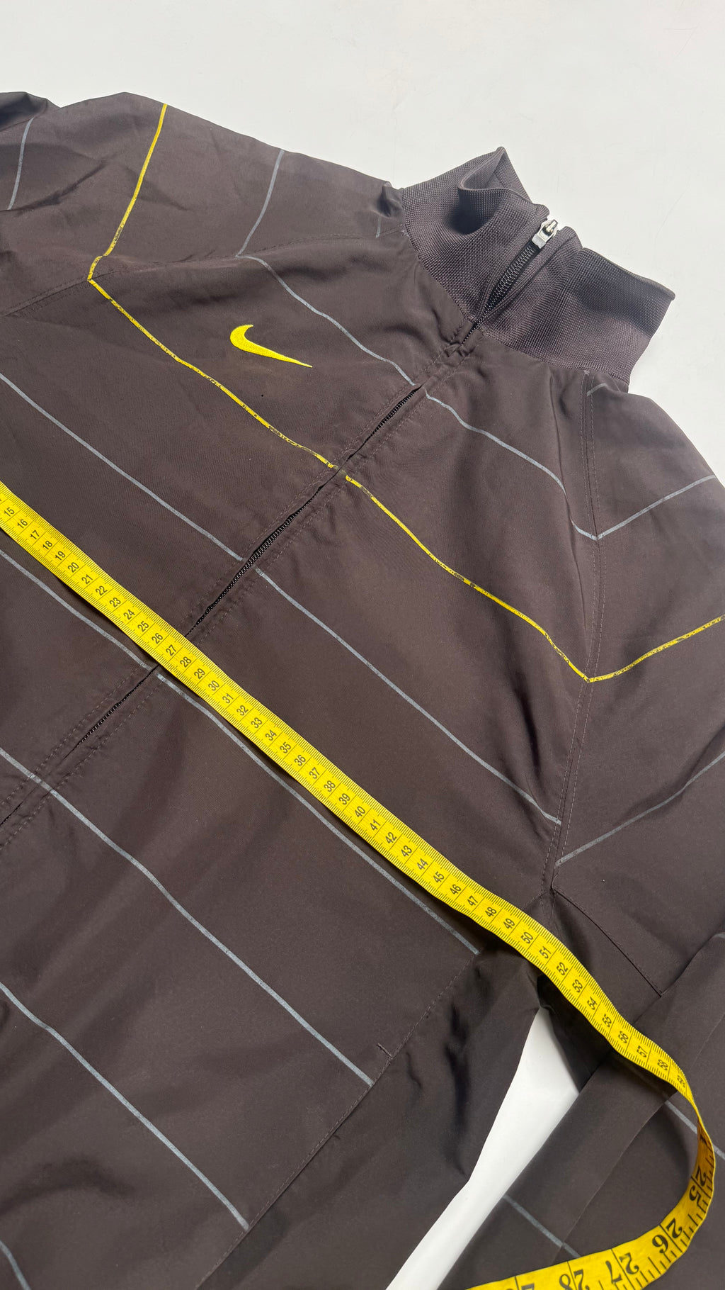 2000s Nike Brown Striped Track Jacket