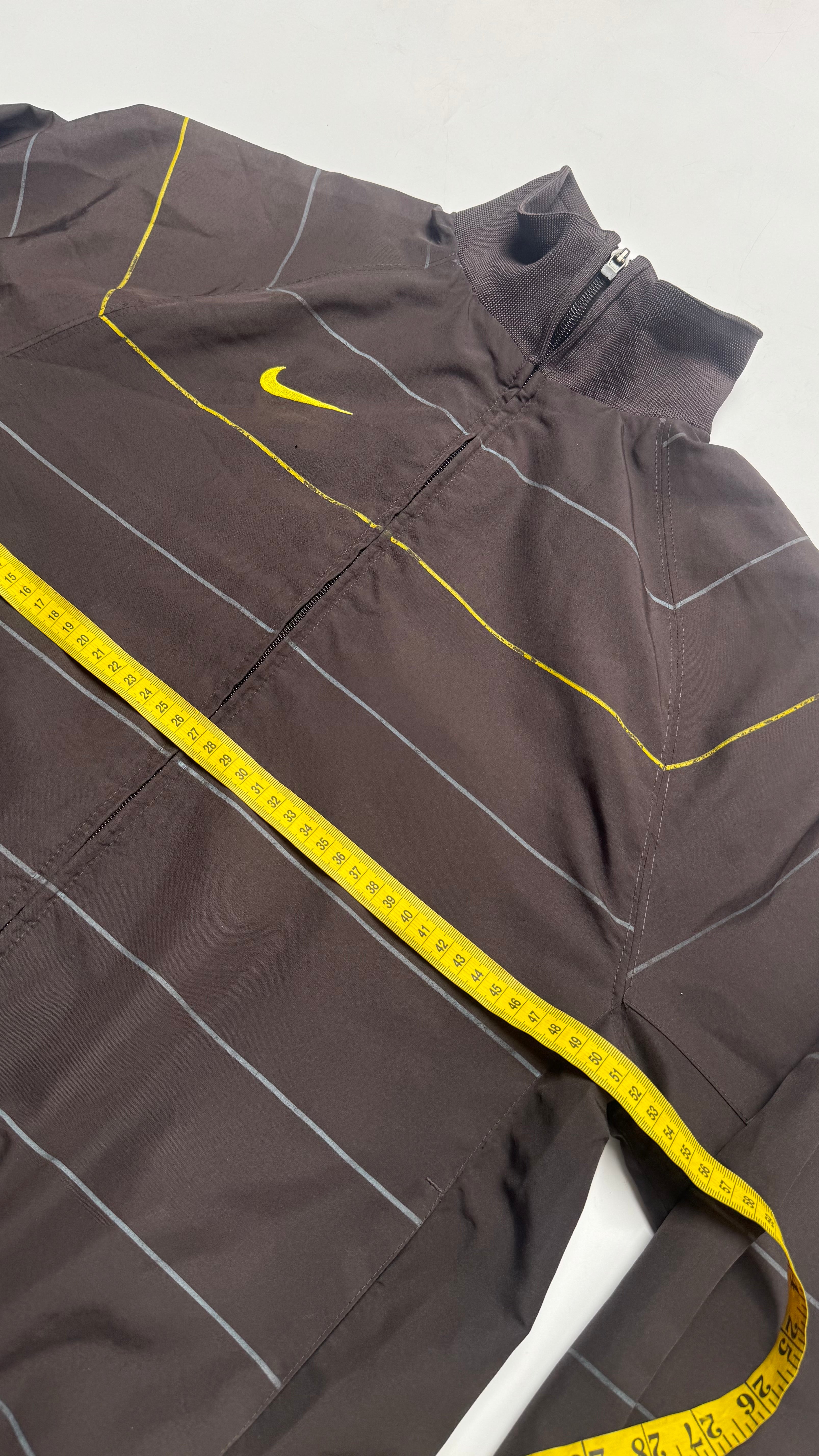2000s Nike Brown Striped Track Jacket