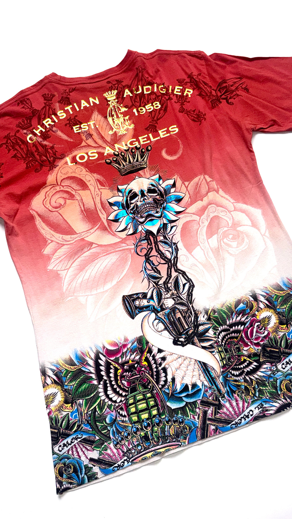 Y2K Christian Audigier All over print T shirt