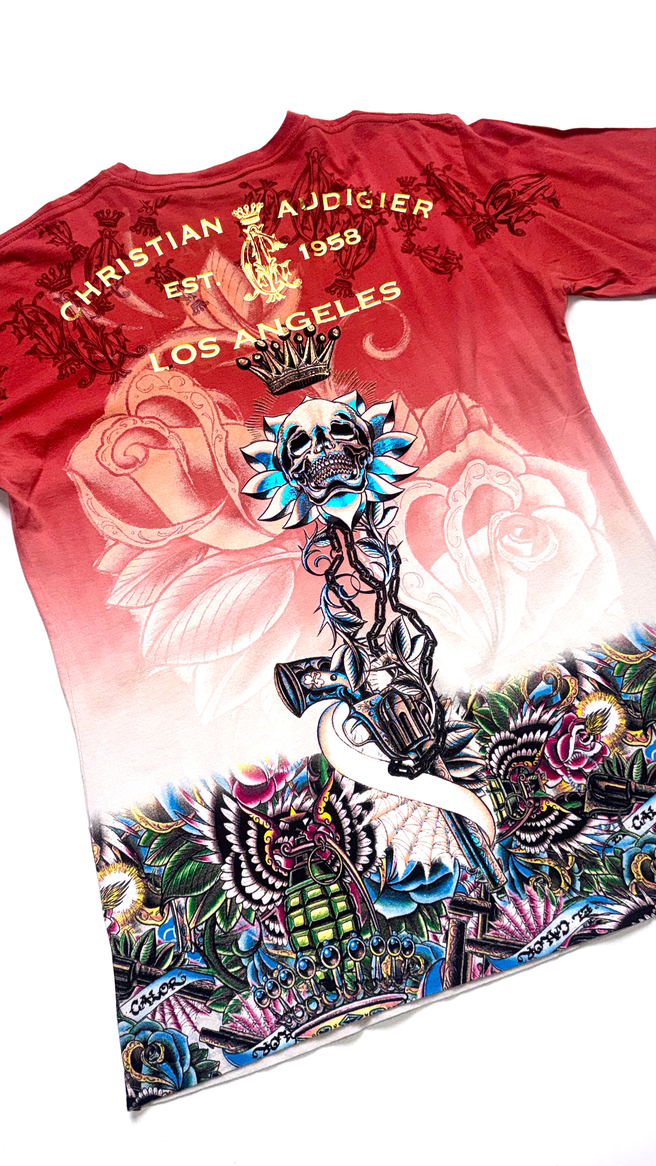 Y2K Christian Audigier All over print T shirt
