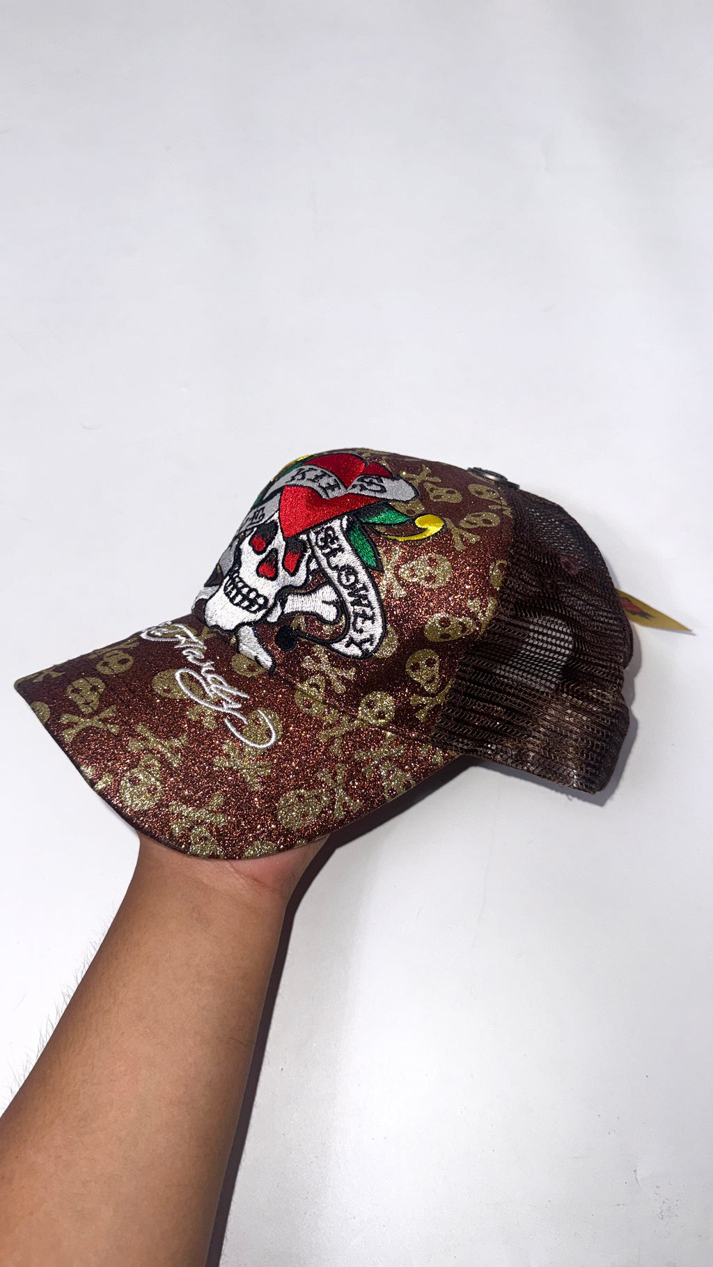 Y2K Ed hardy “Brown Heart Skull” Cap