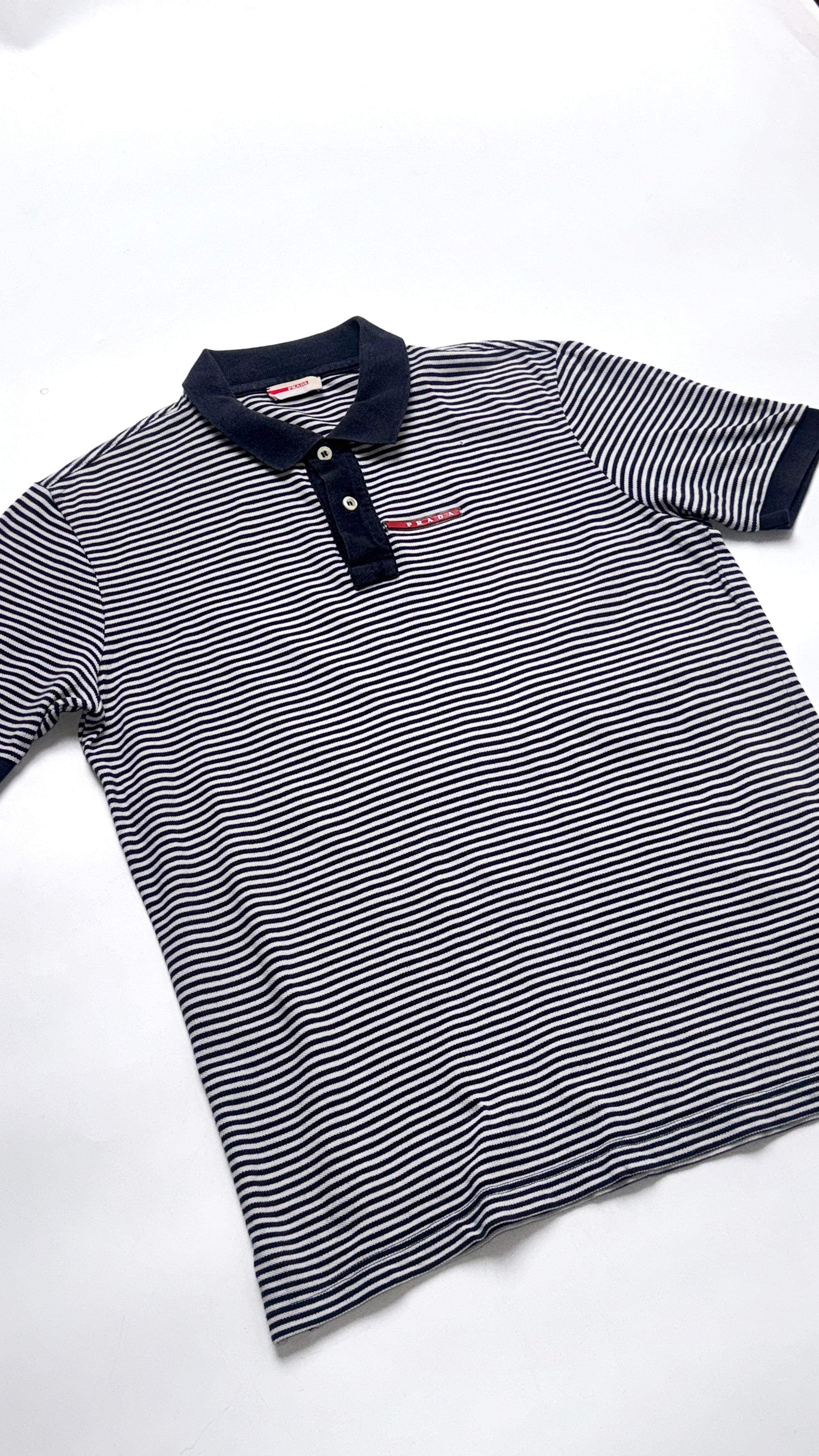 2000s PRADA Striped Polo Shirt
