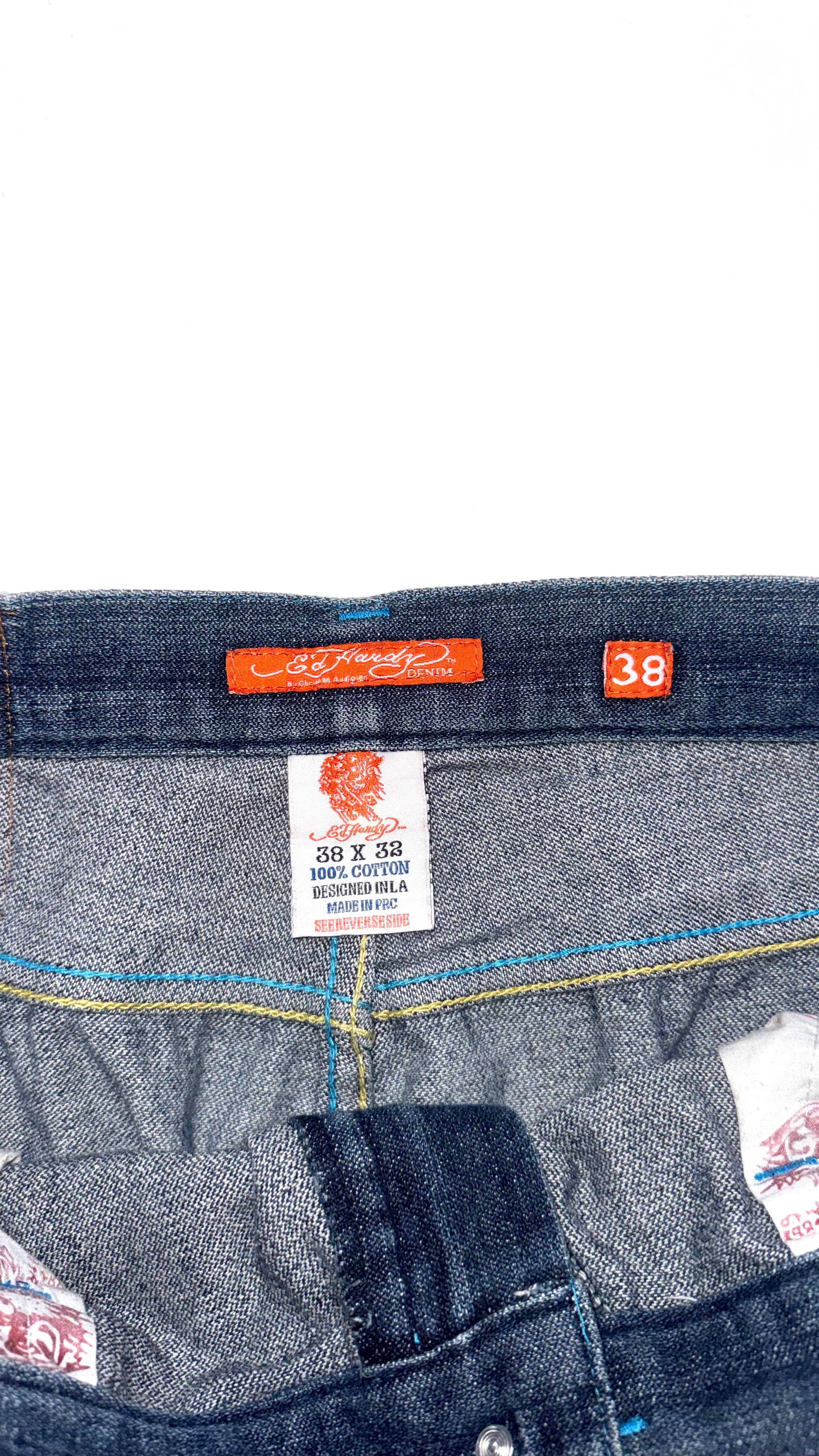 2000s Ed Hardy Dragon Embroidered Denim Baggy Jeans