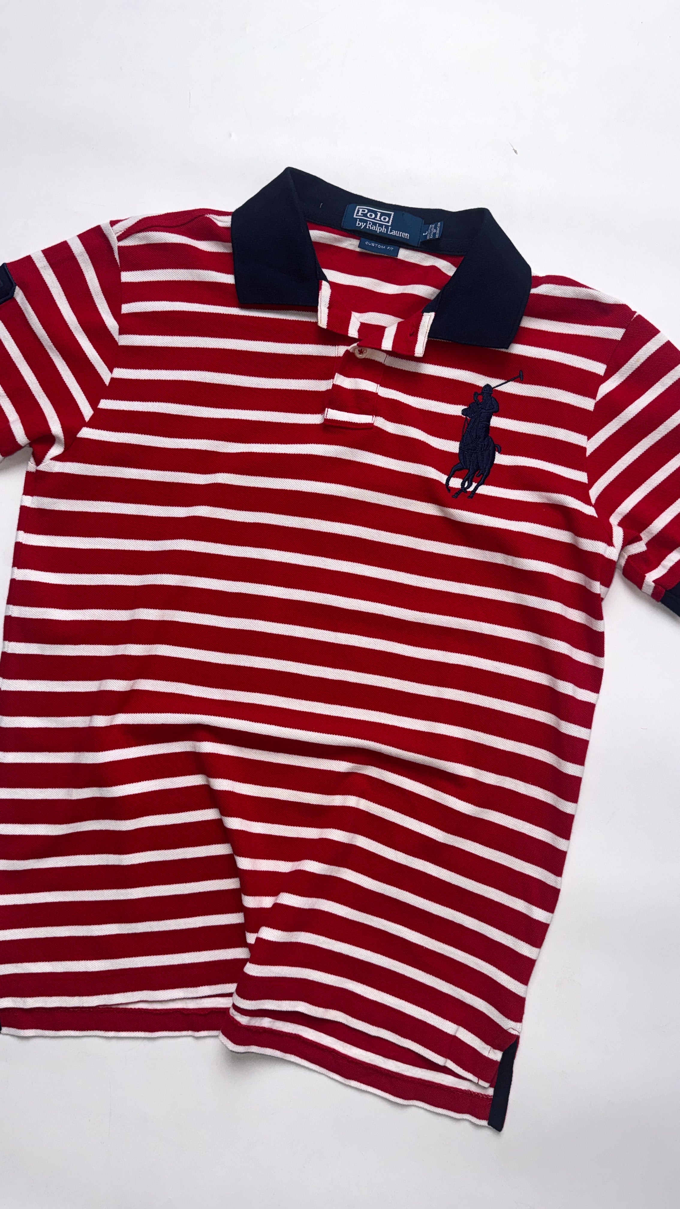 2000s Ralph Lauren Red Striped Polo tee