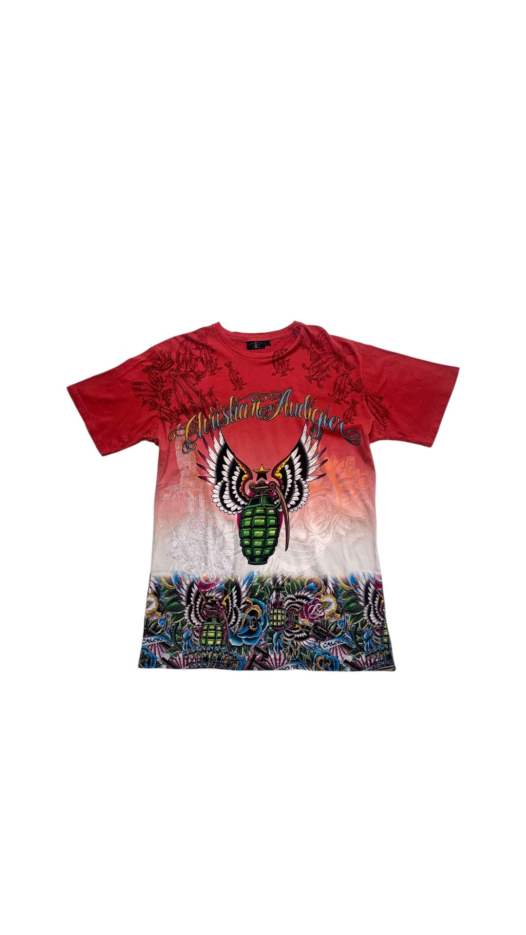 Y2K Christian Audigier All over print T shirt