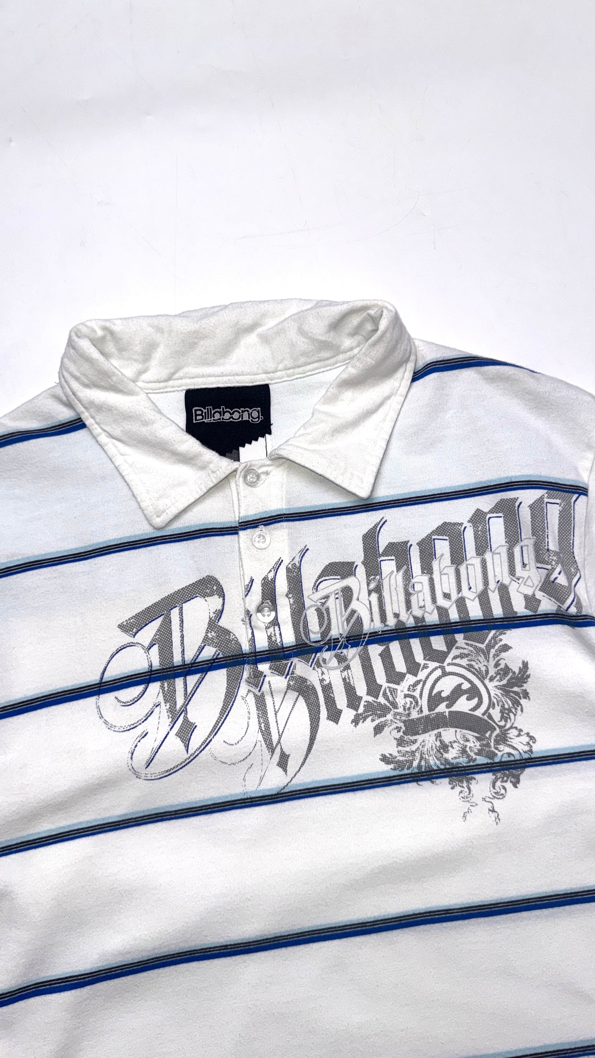 Y2k Billabong Striped Polo T Shirt