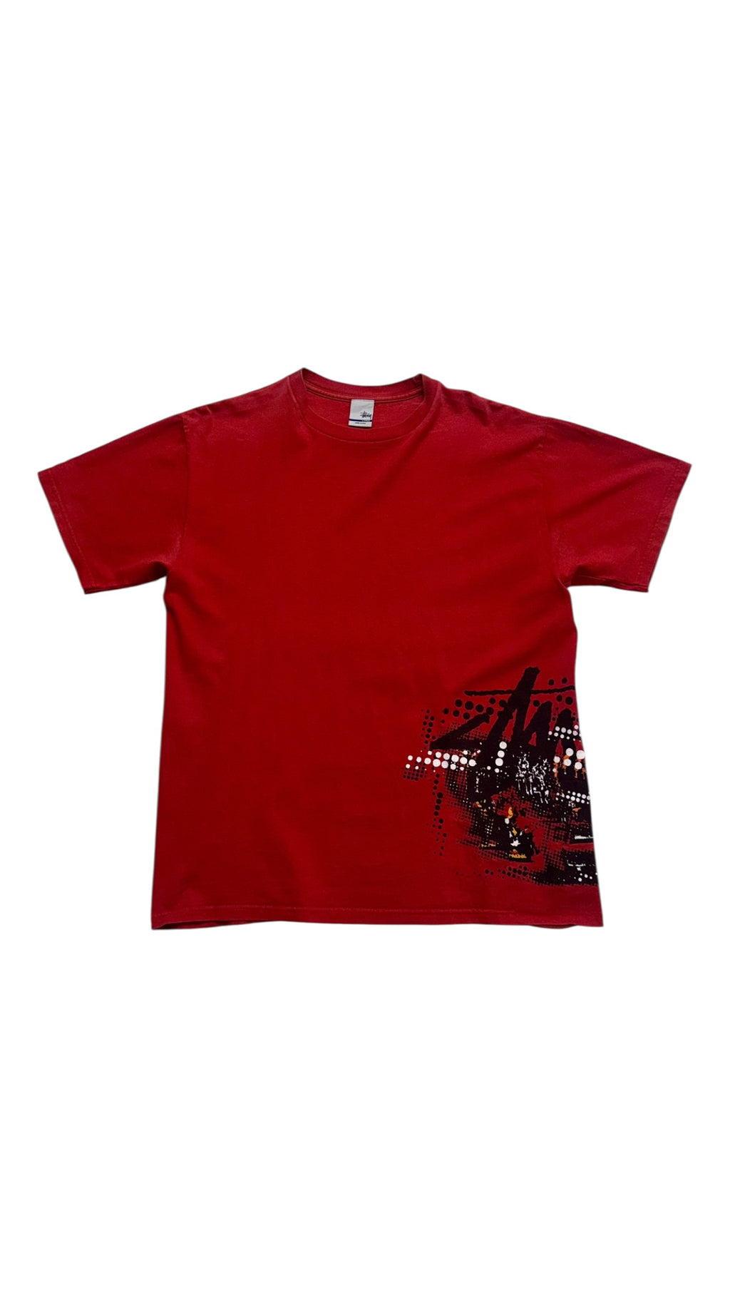90s Red Stussy Graphic T Shirt