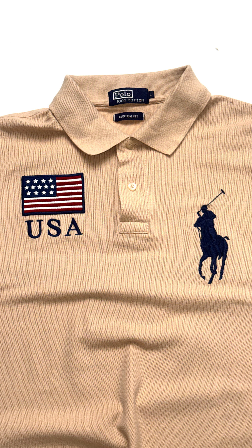 2000s Ralph Lauren Beige “USA” Polo tee