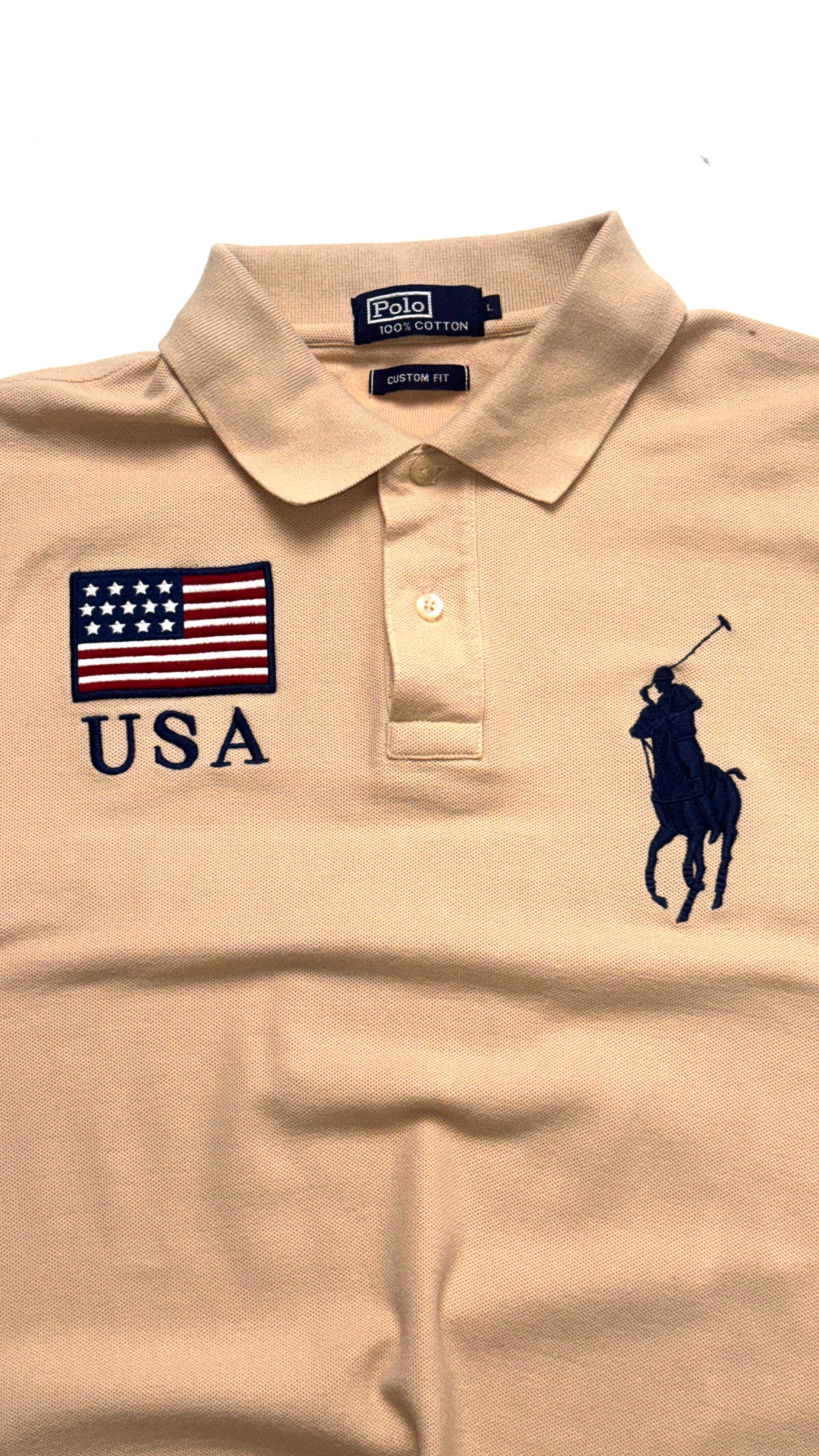 2000s Ralph Lauren Beige “USA” Polo tee