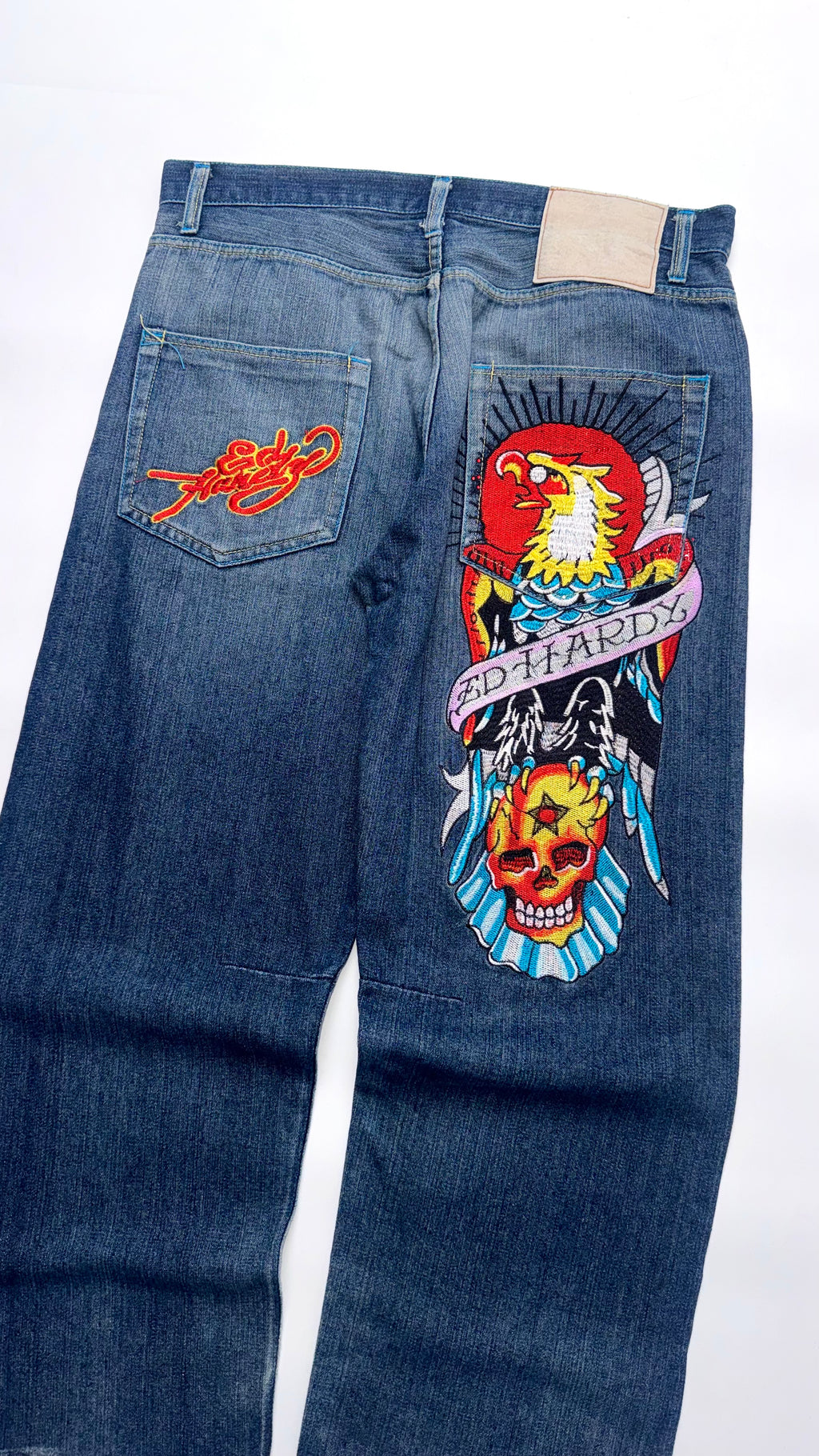 2000s Ed Hardy Dragon Embroidered Denim Baggy Jeans