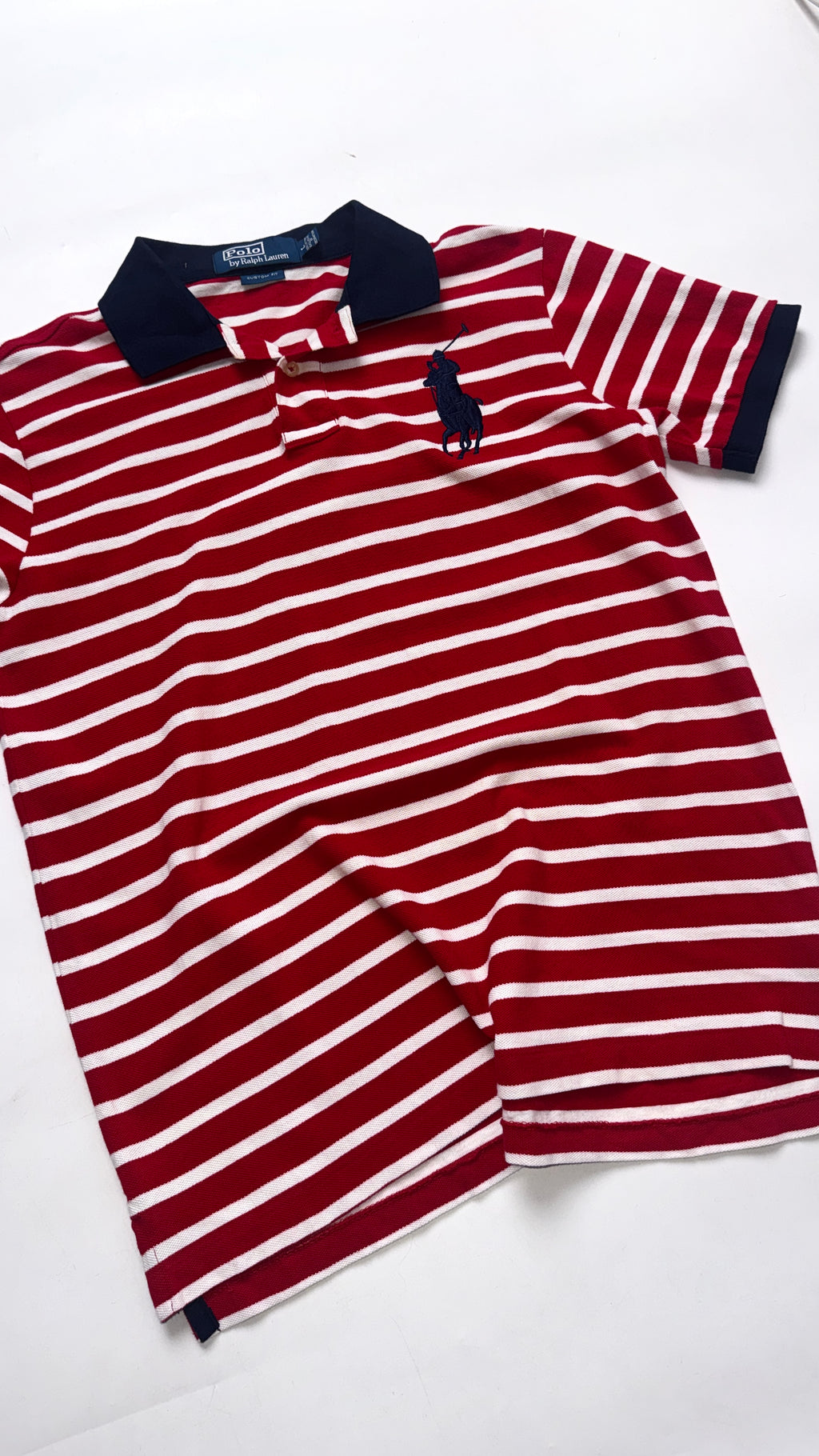 2000s Ralph Lauren Red Striped Polo tee