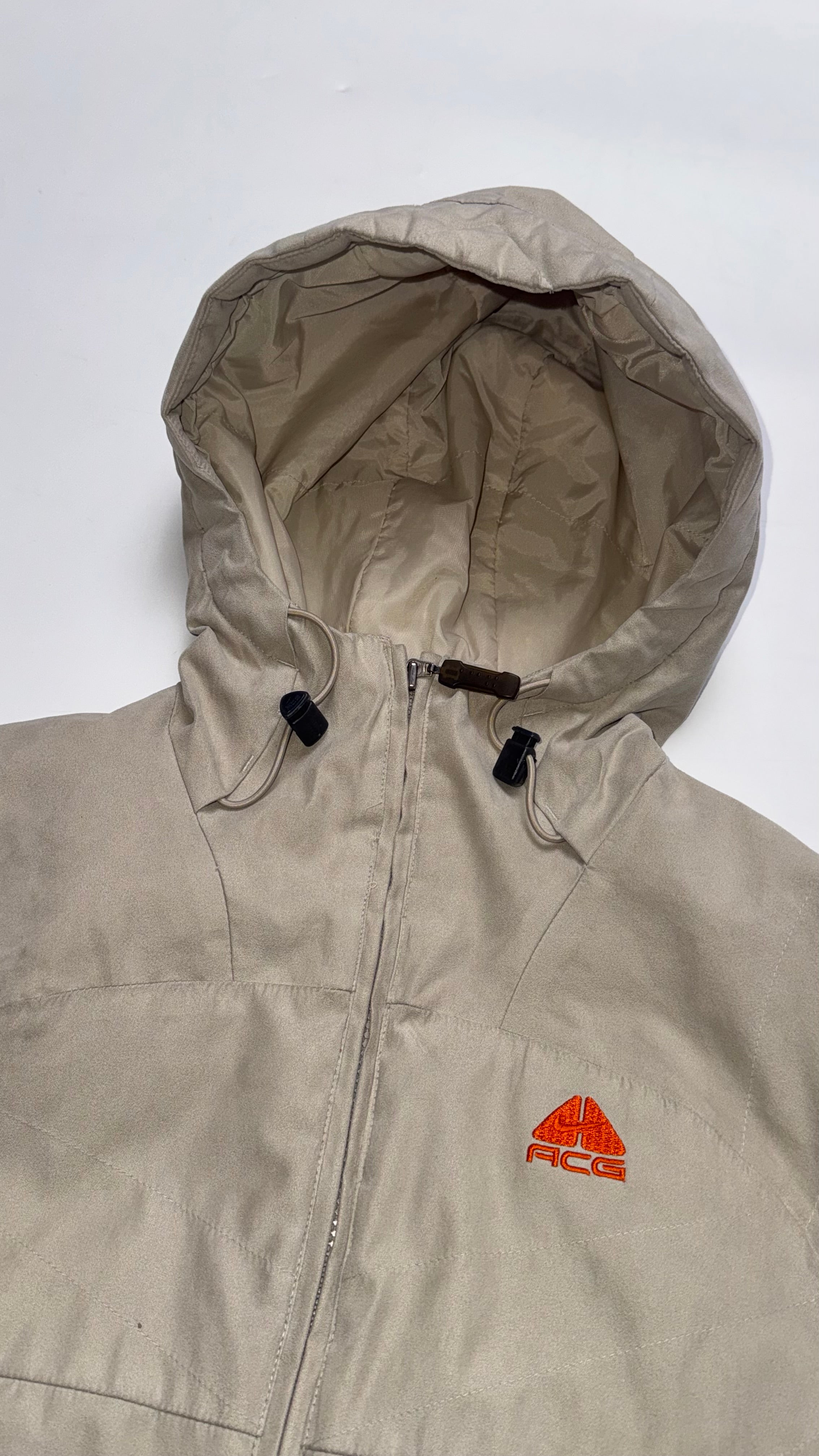 Vintage Nike ACG Women's Tan Puffer Goose Down Coat Jacket