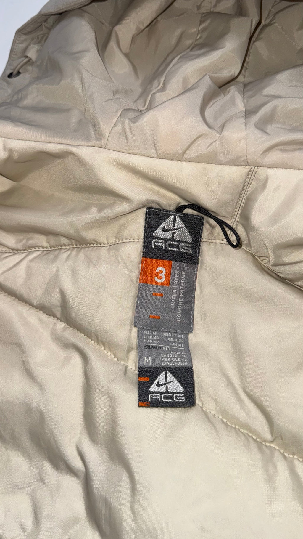 Vintage Nike ACG Women's Tan Puffer Goose Down Coat Jacket