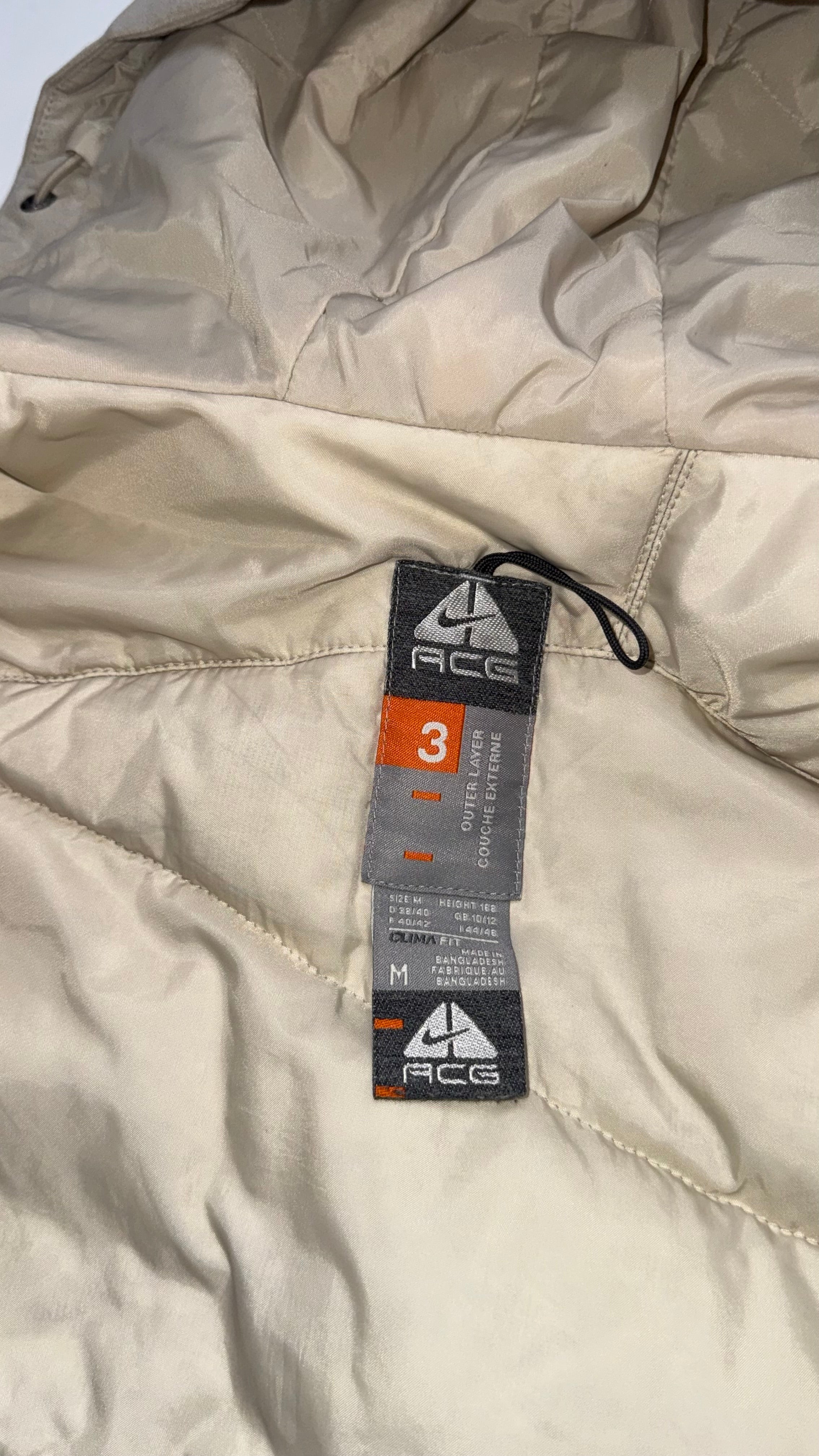 Vintage Nike ACG Women's Tan Puffer Goose Down Coat Jacket