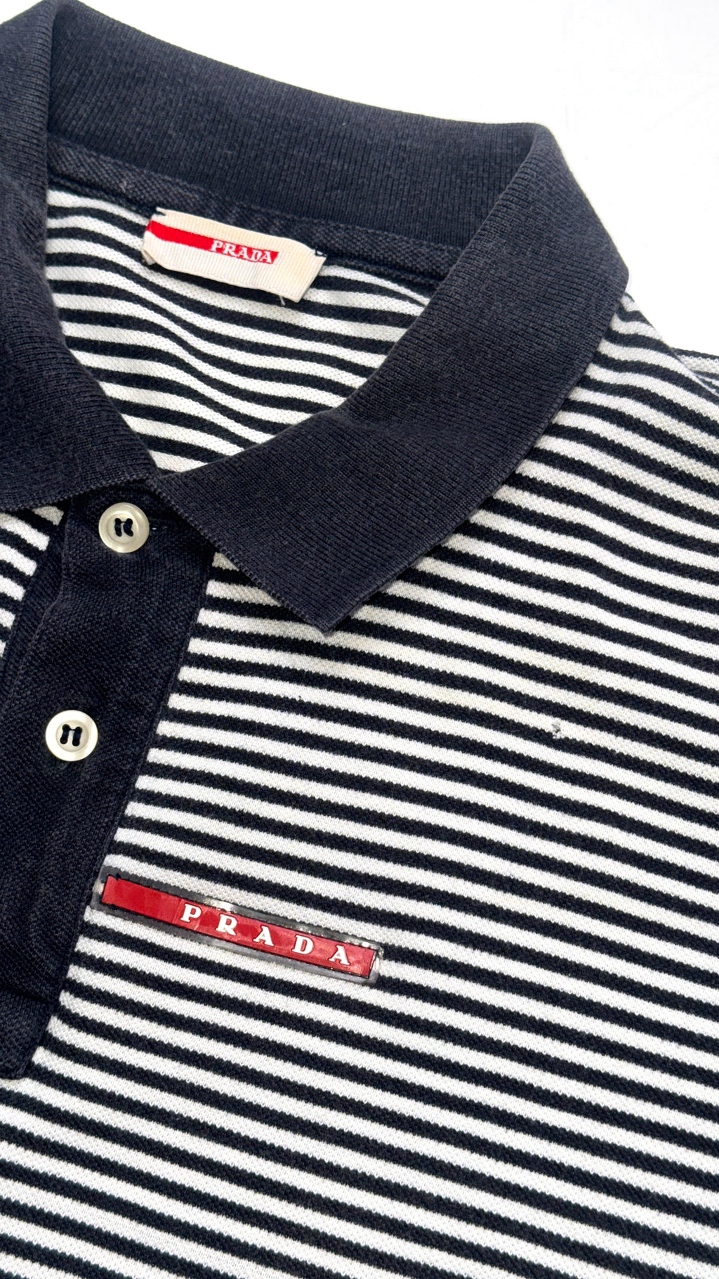 2000s PRADA Striped Polo Shirt