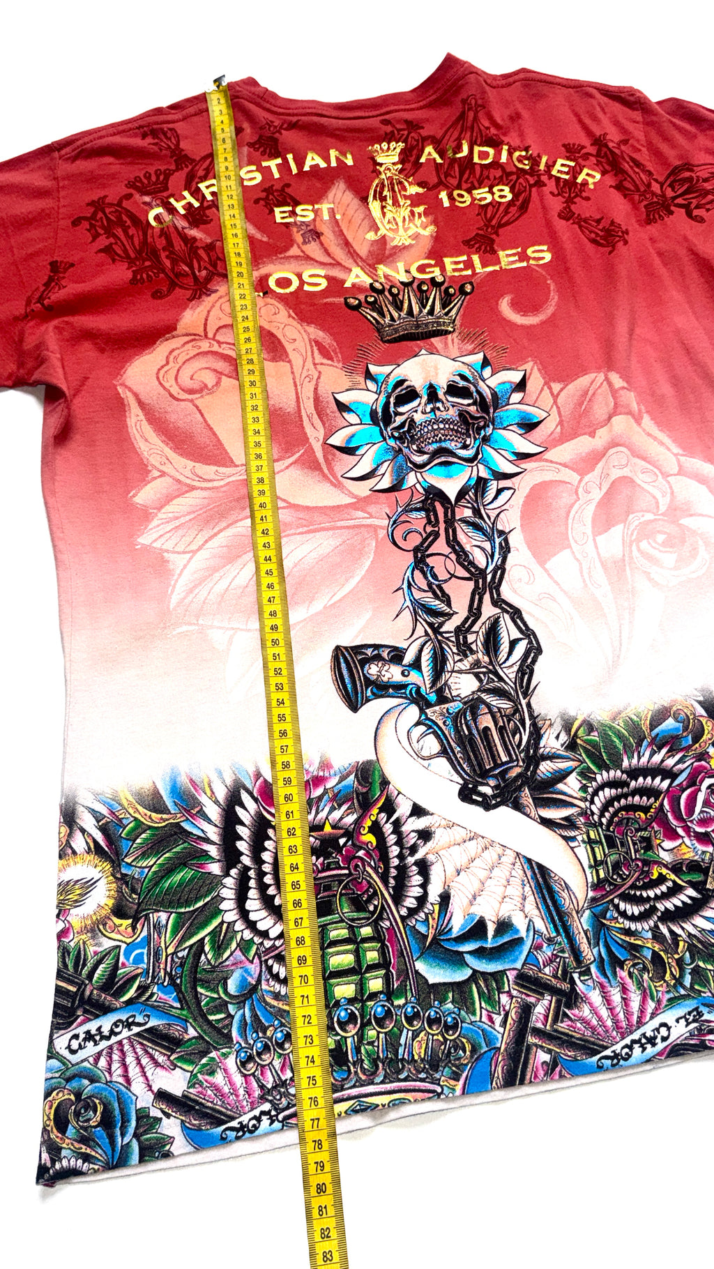 Y2K Christian Audigier All over print T shirt
