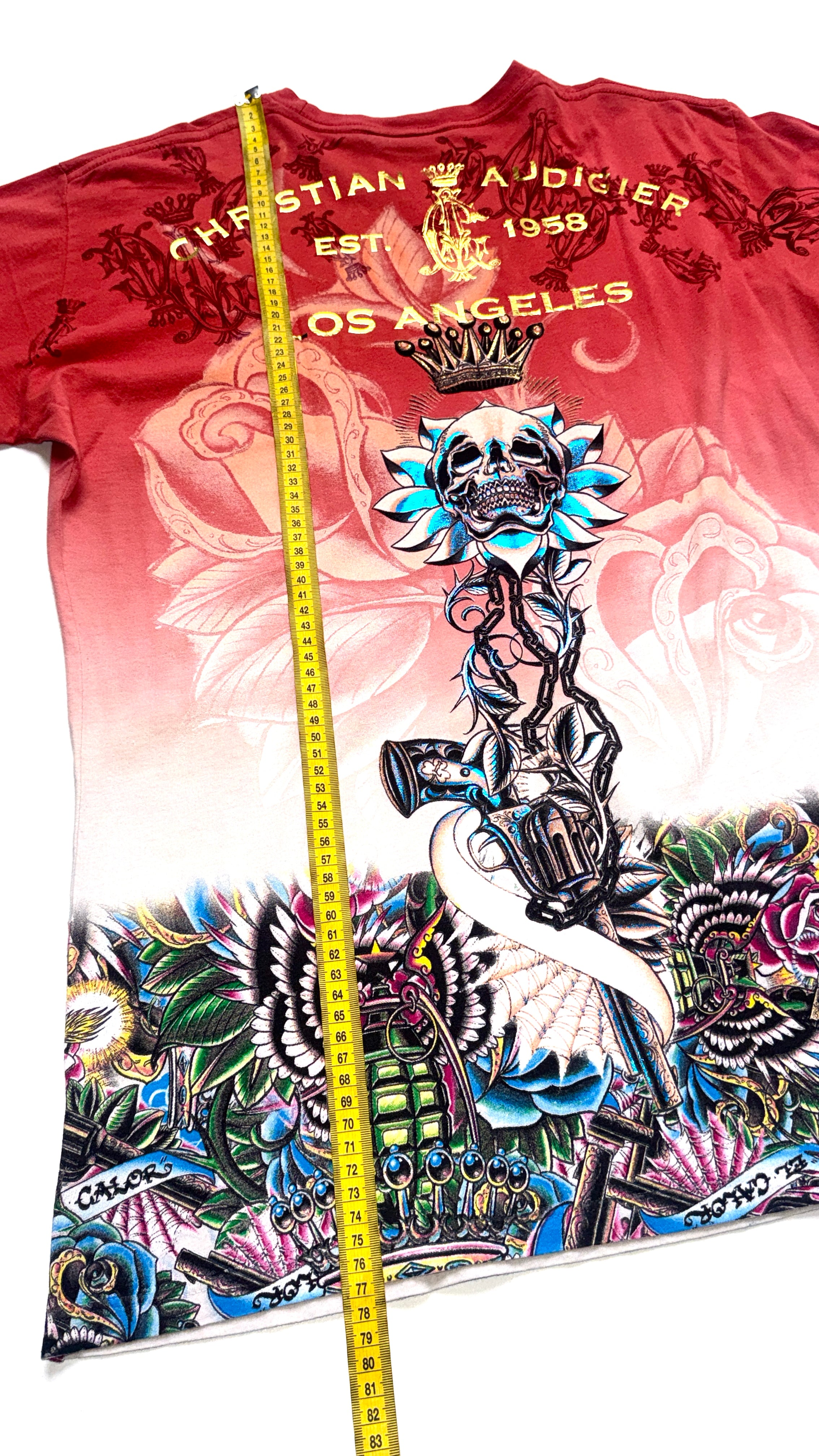 Y2K Christian Audigier All over print T shirt