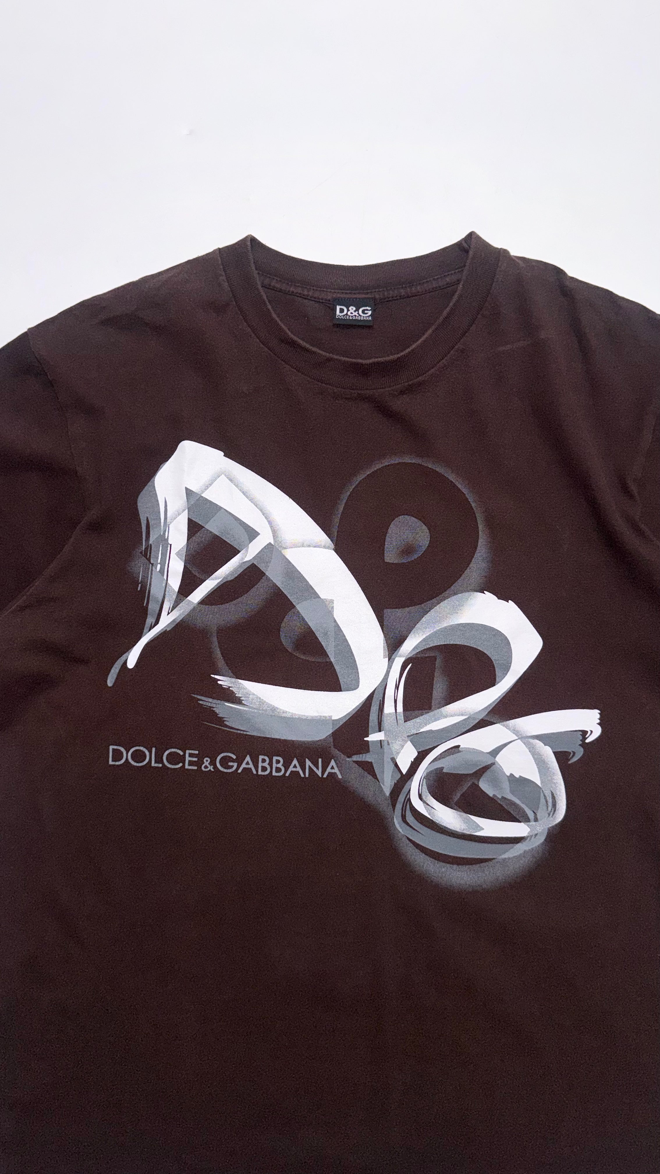 90s Dolce & Gabbana Brown Graphic T Shirt
