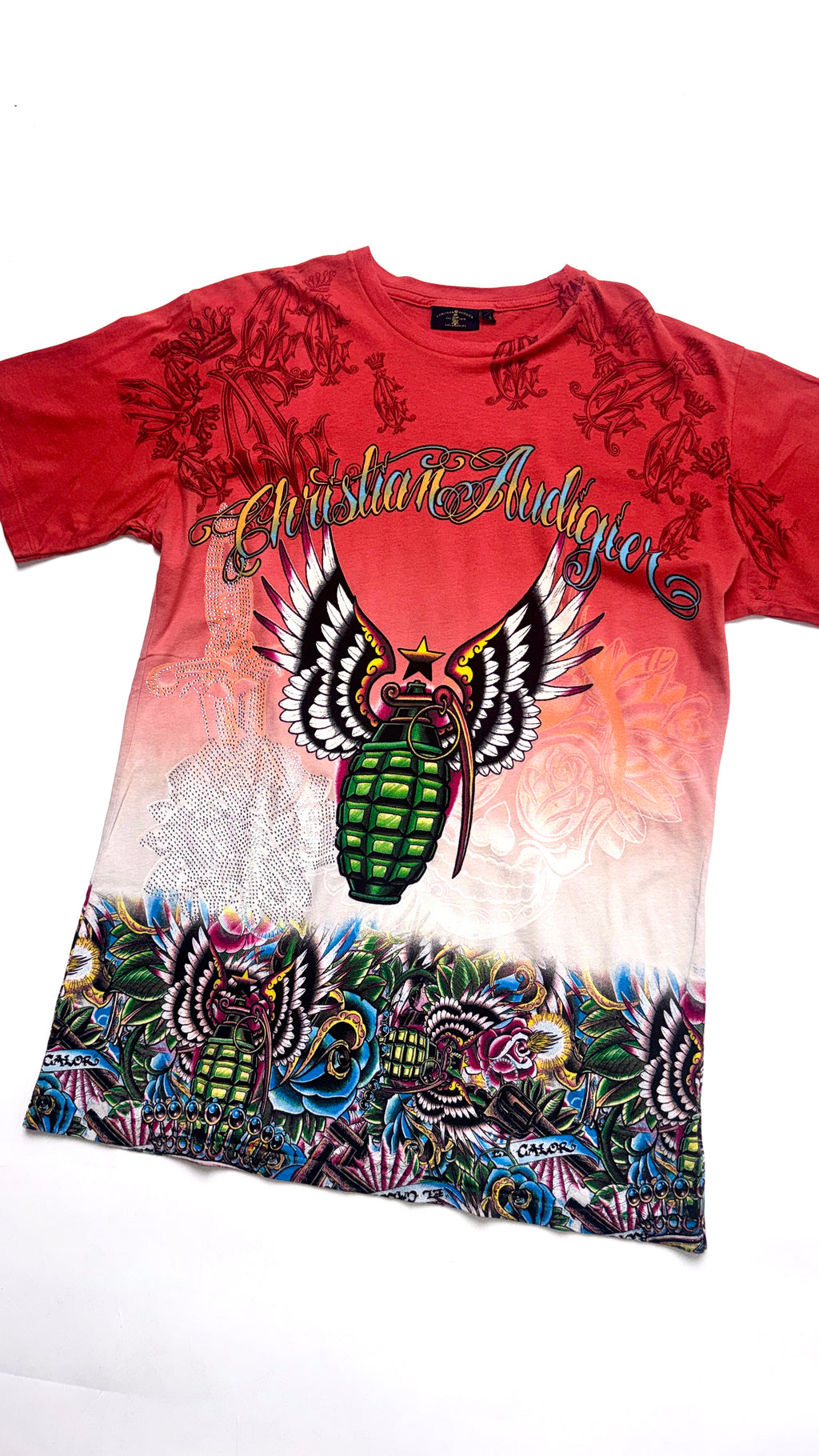 Y2K Christian Audigier All over print T shirt