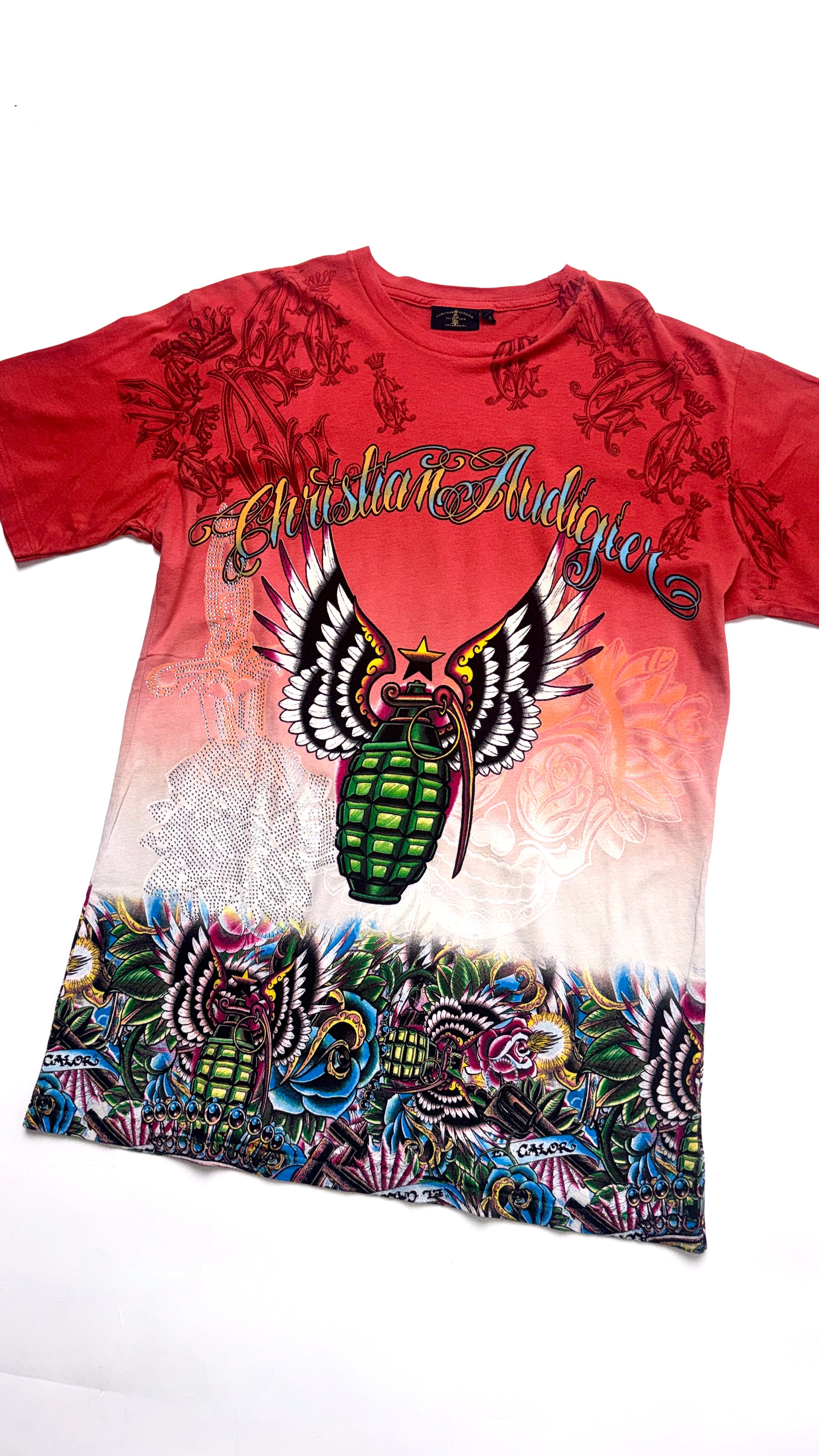 Y2K Christian Audigier All over print T shirt