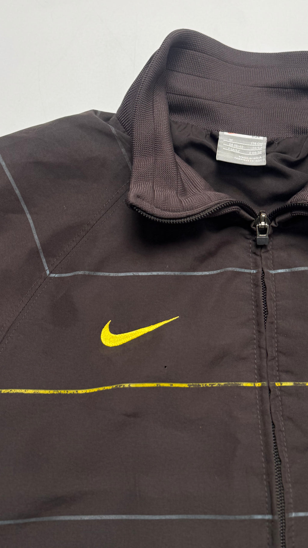 2000s Nike Brown Striped Track Jacket