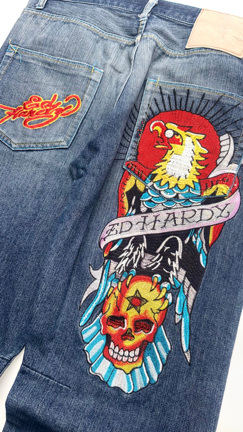 2000s Ed Hardy Dragon Embroidered Denim Baggy Jeans