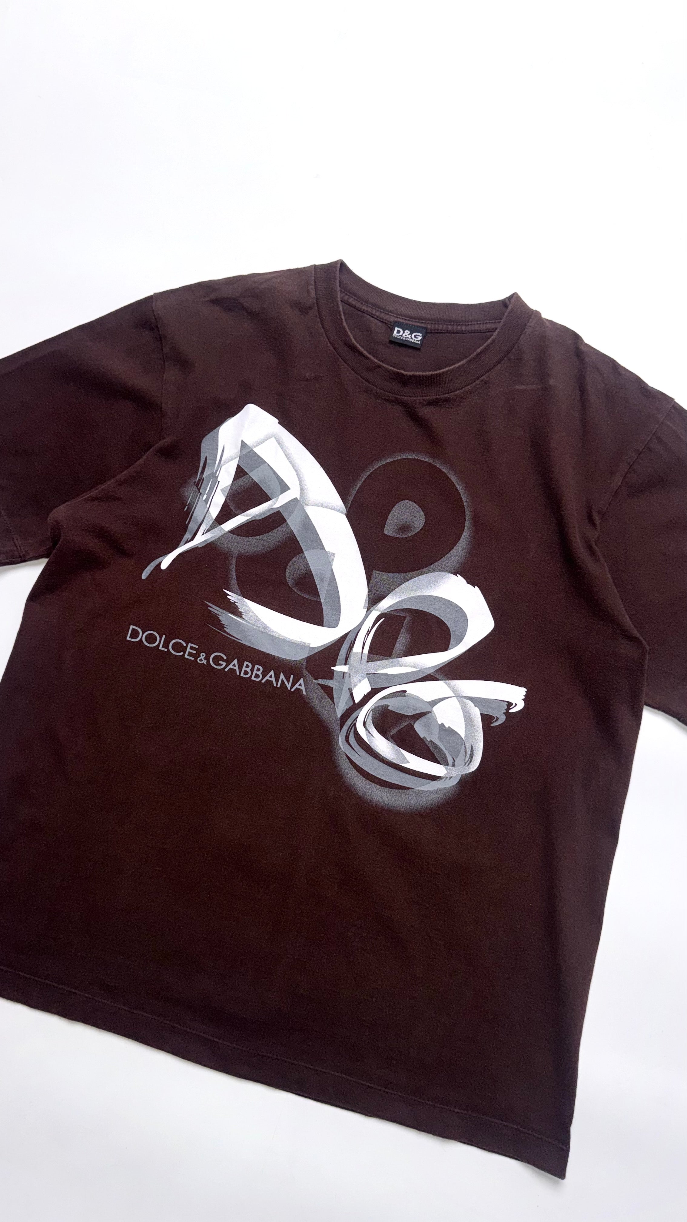 90s Dolce & Gabbana Brown Graphic T Shirt