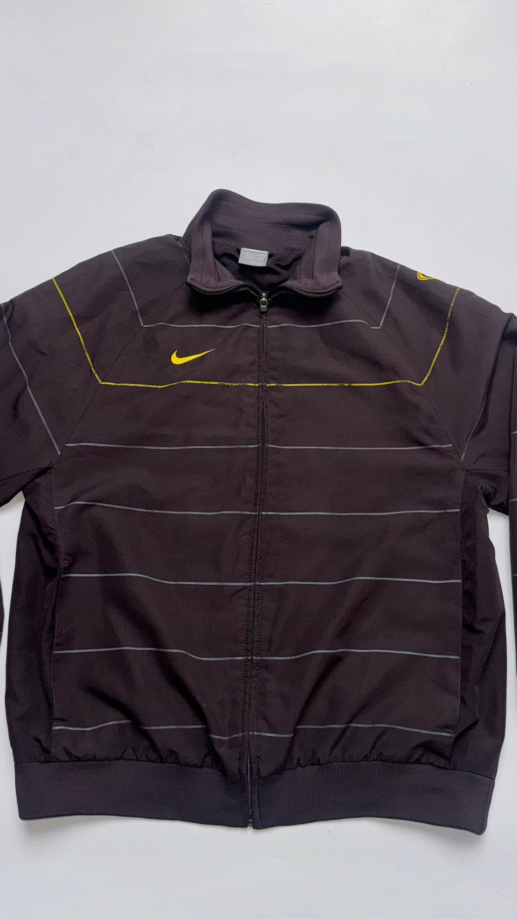 2000s Nike Brown Striped Track Jacket
