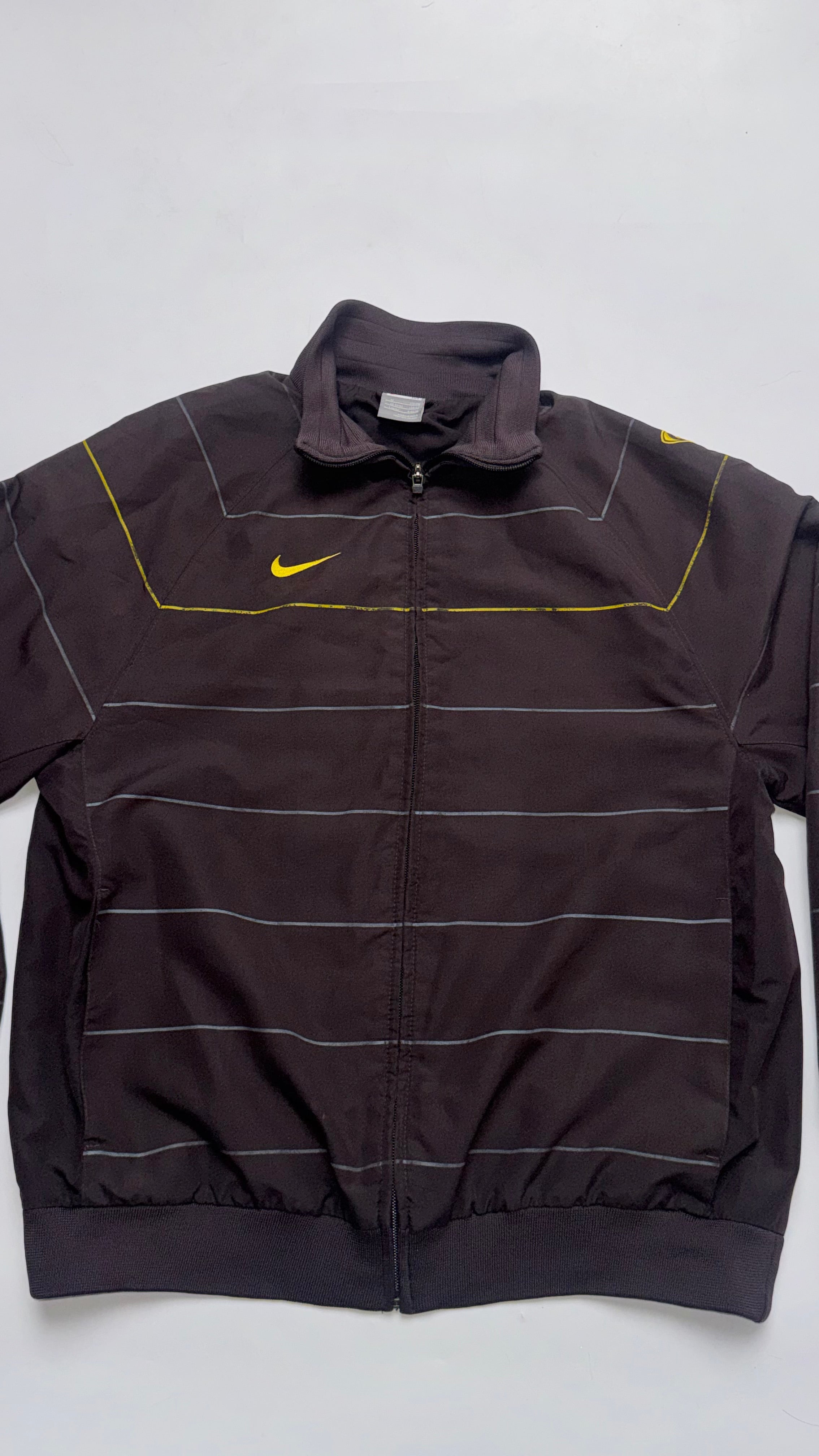 2000s Nike Brown Striped Track Jacket