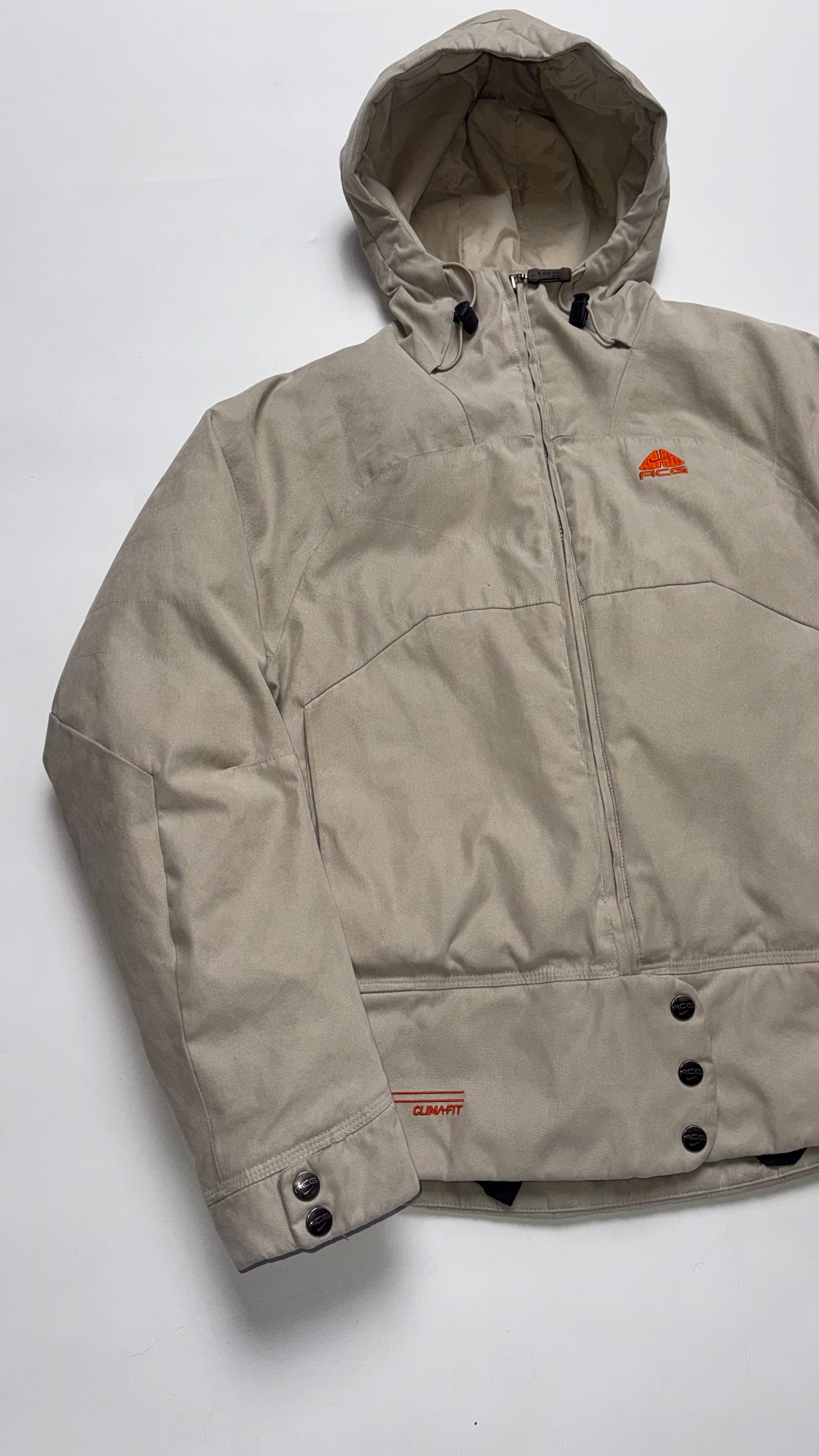Vintage Nike ACG Women's Tan Puffer Goose Down Coat Jacket