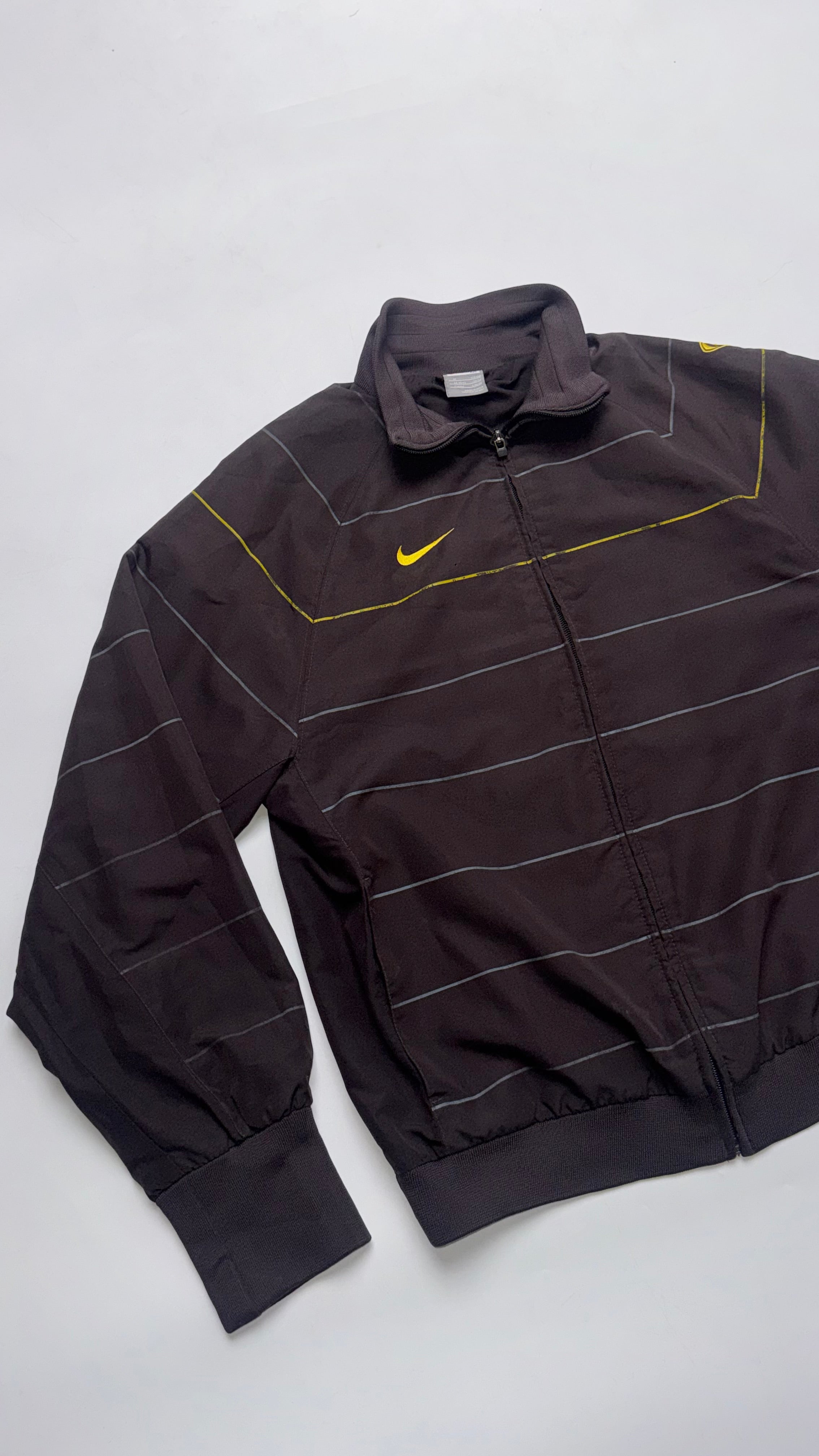 2000s Nike Brown Striped Track Jacket