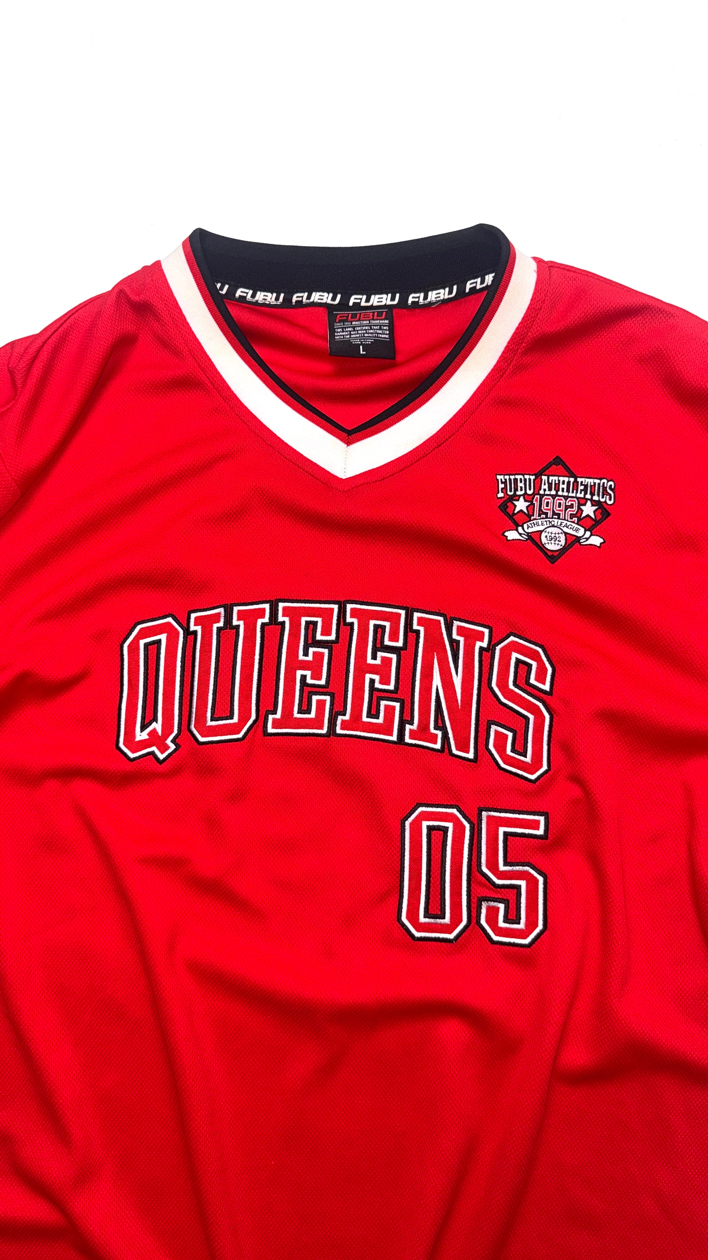2000s FUBU Red Jersey “QUEENS”