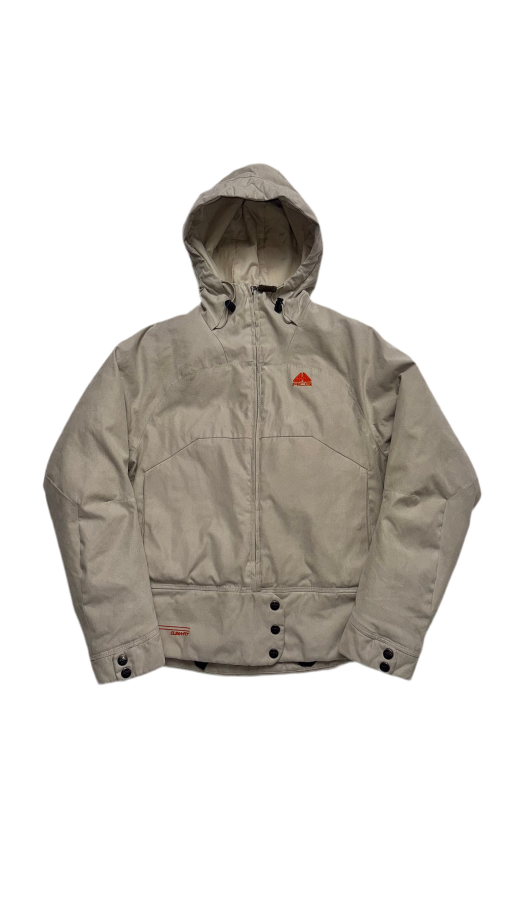 Vintage Nike ACG Women's Tan Puffer Goose Down Coat Jacket