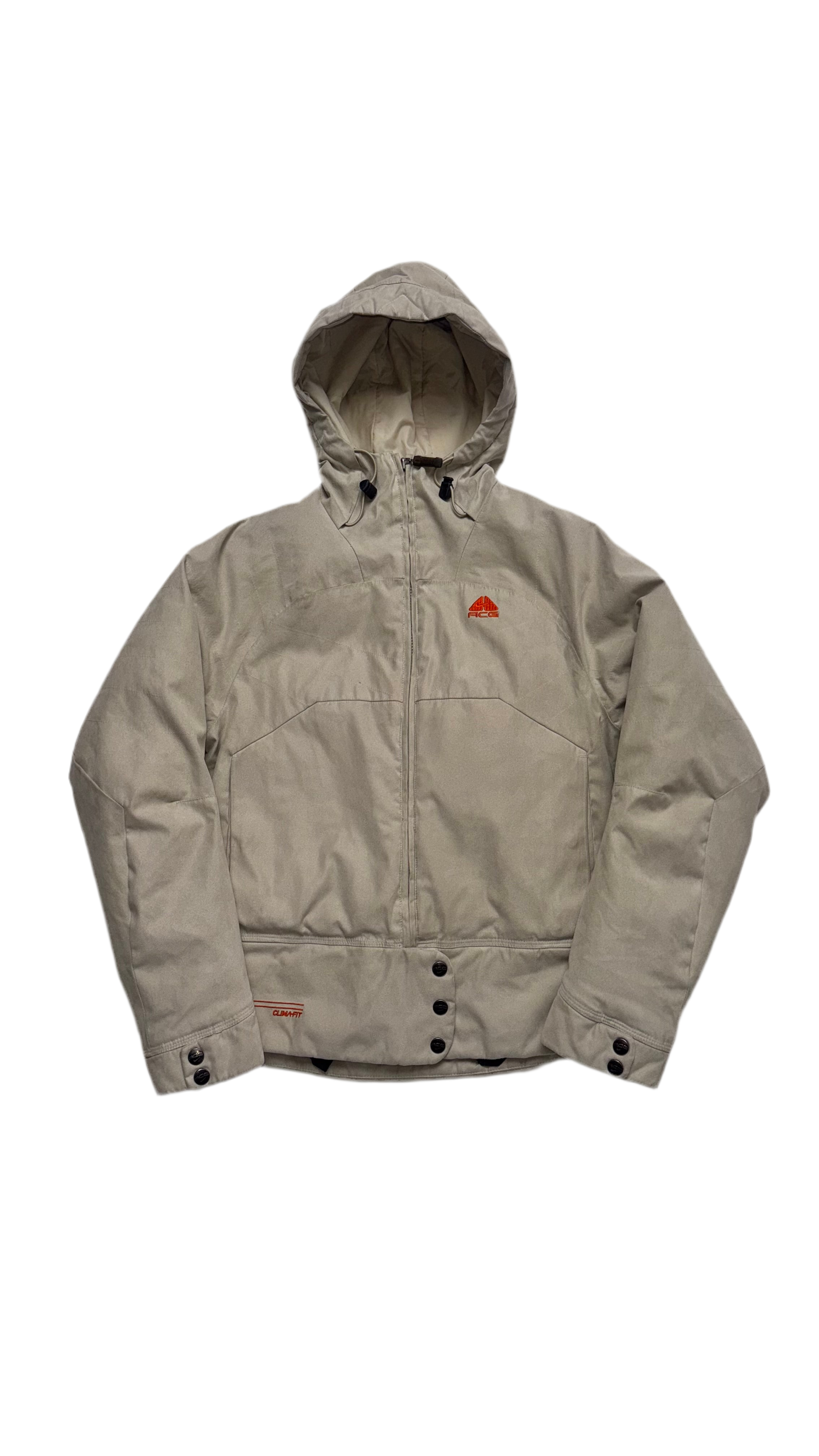 Vintage Nike ACG Women's Tan Puffer Goose Down Coat Jacket