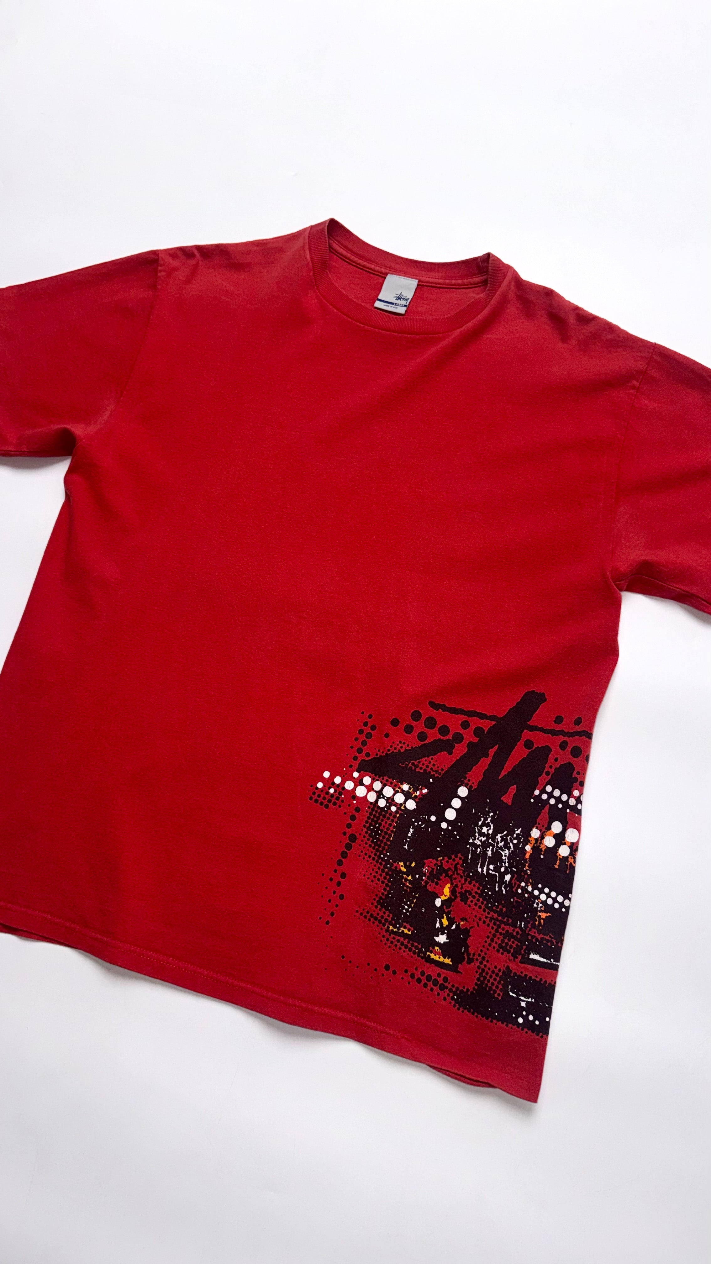 90s Red Stussy Graphic T Shirt