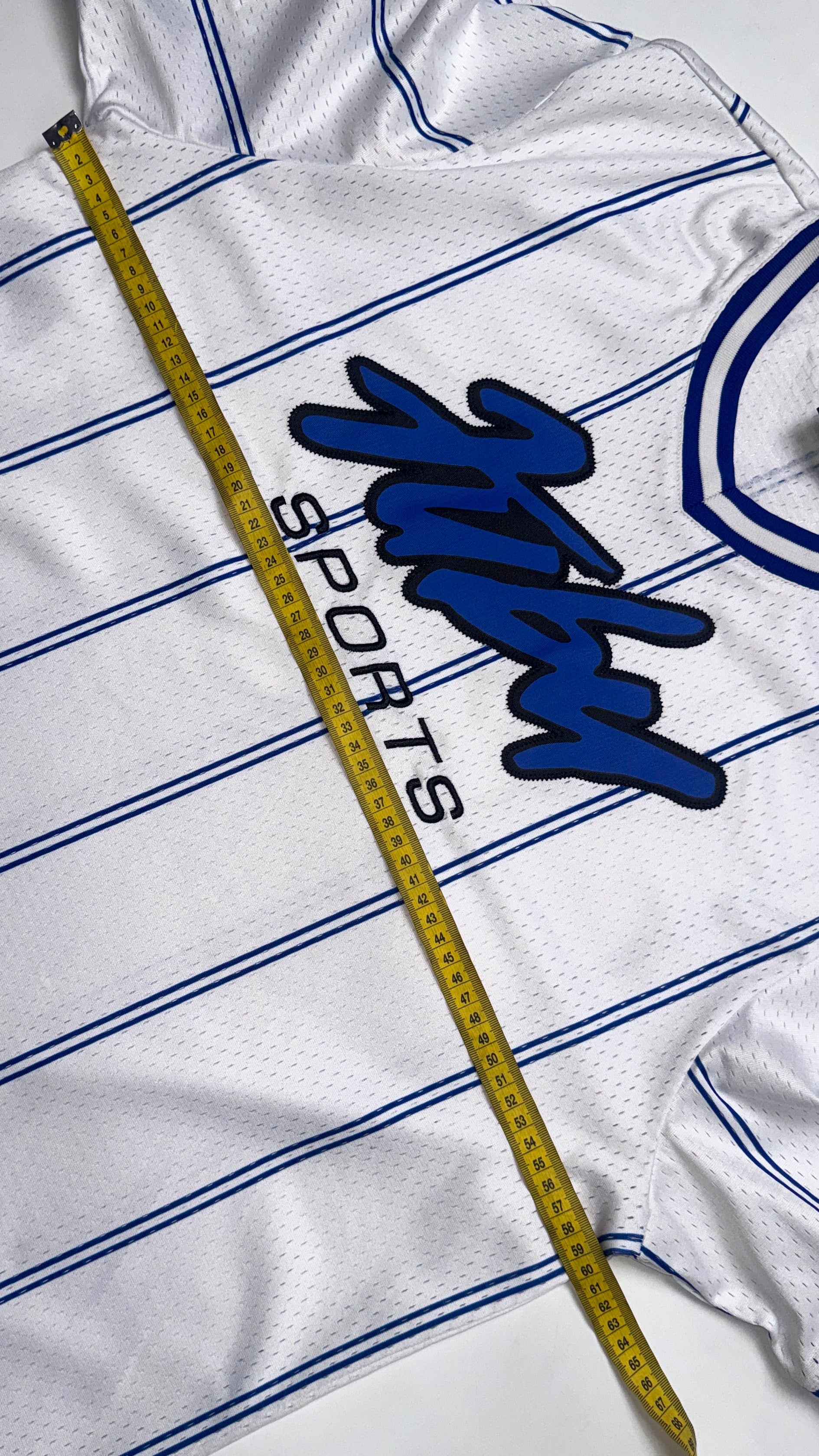 2000s FUBU White/Blue Stripped Jersey (L)
