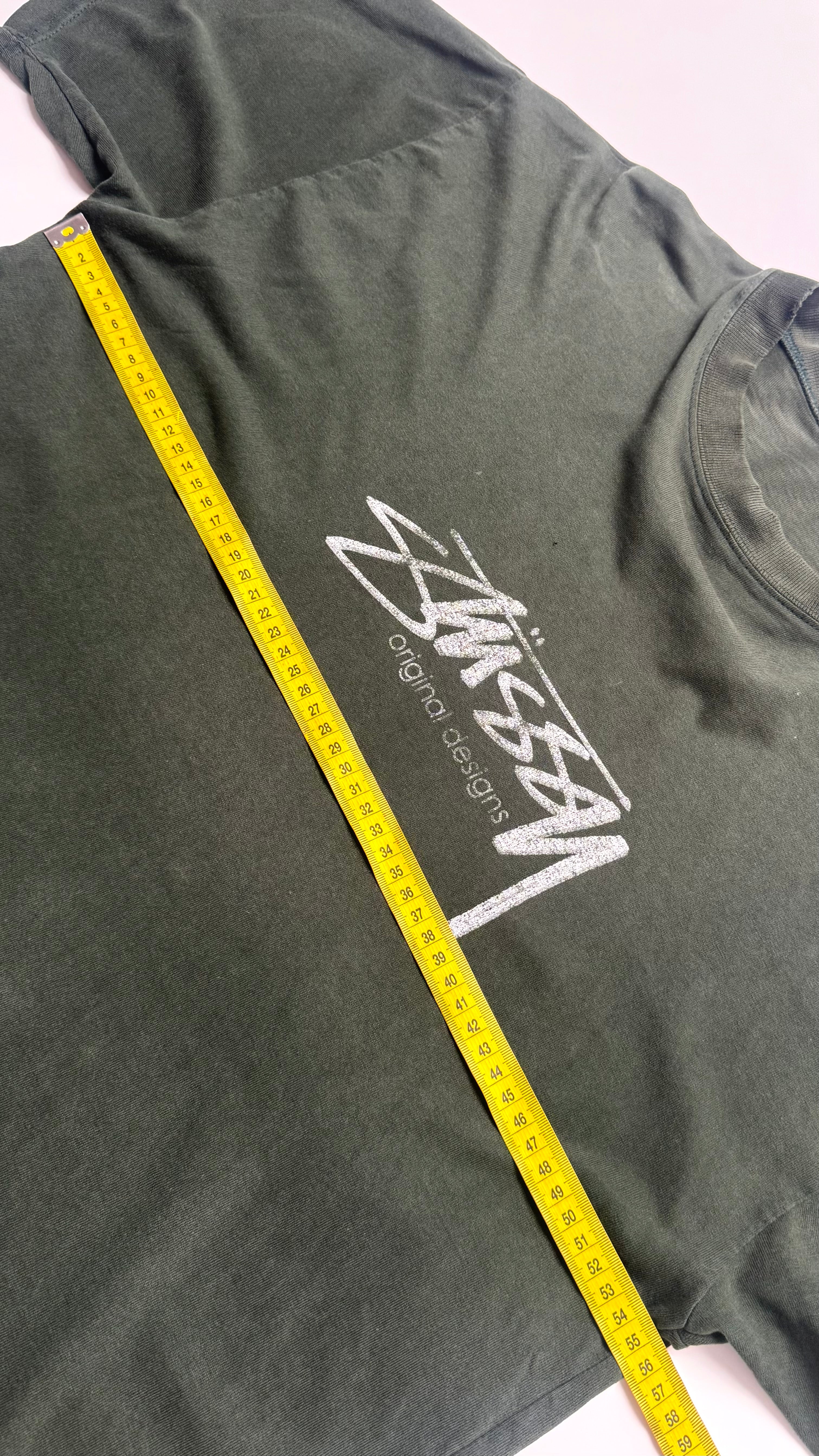Vintage 90s Faded/Thrashed Dark Green Stussy T shirt