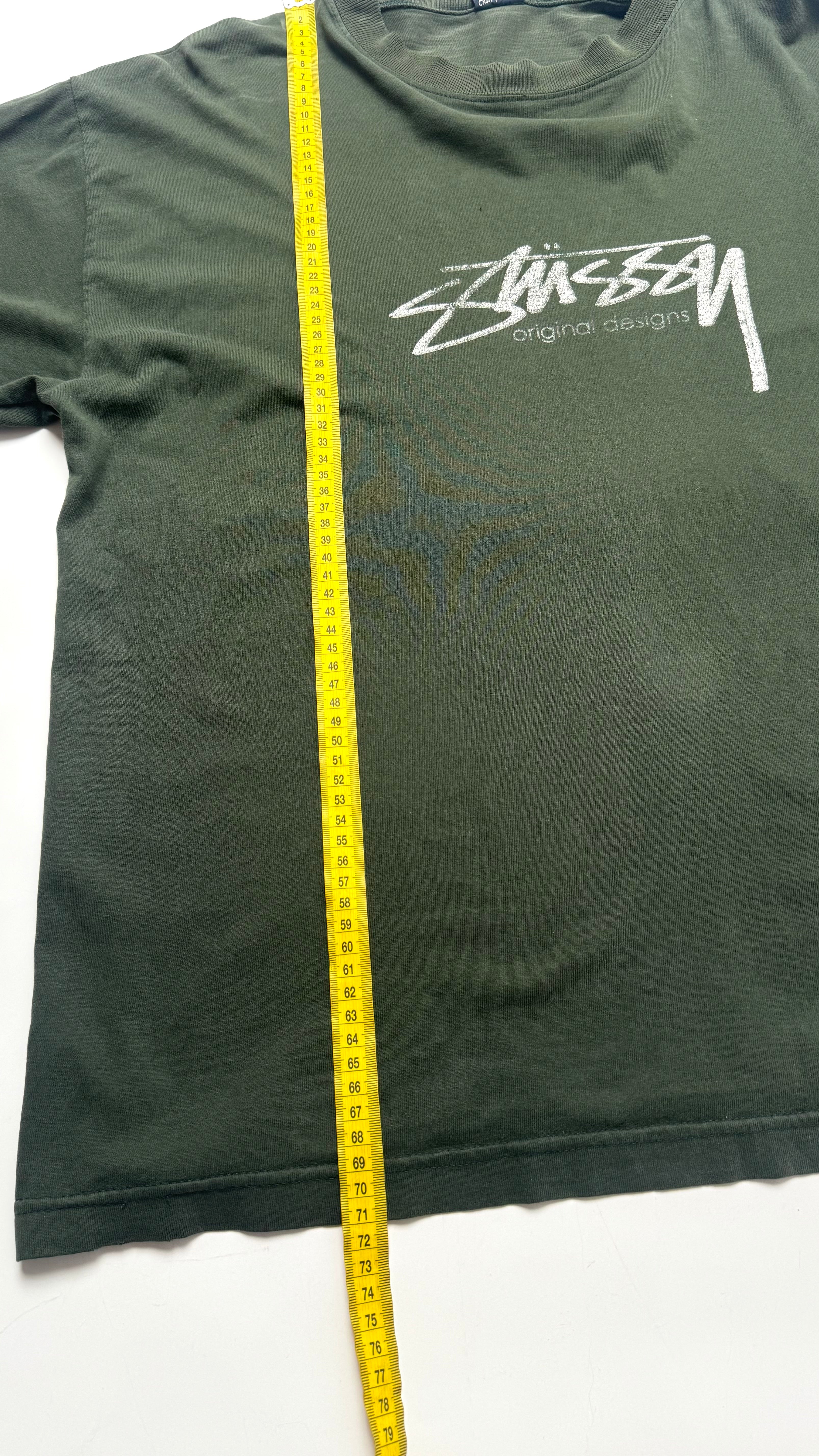 Vintage 90s Faded/Thrashed Dark Green Stussy T shirt